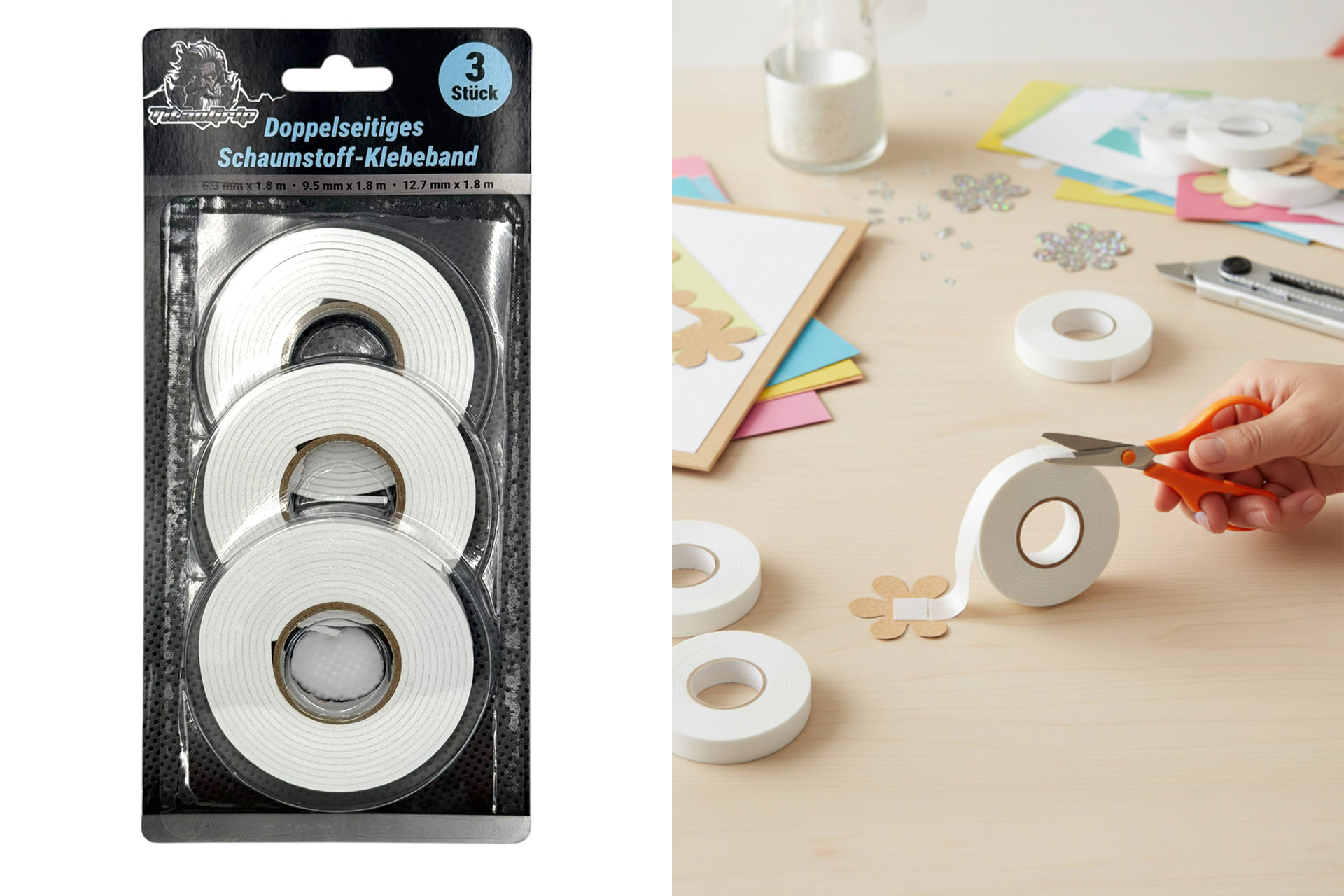 Doppelseitiges Klebeband, 3tlg.