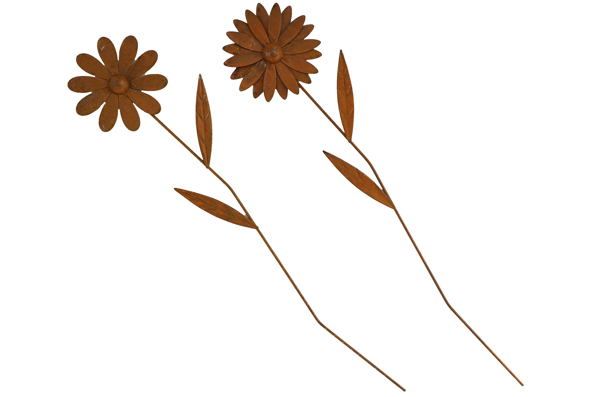 Gartenstecker "Blume" mit Blättern, 70x15x2cm, 2 Designs, Rostlook