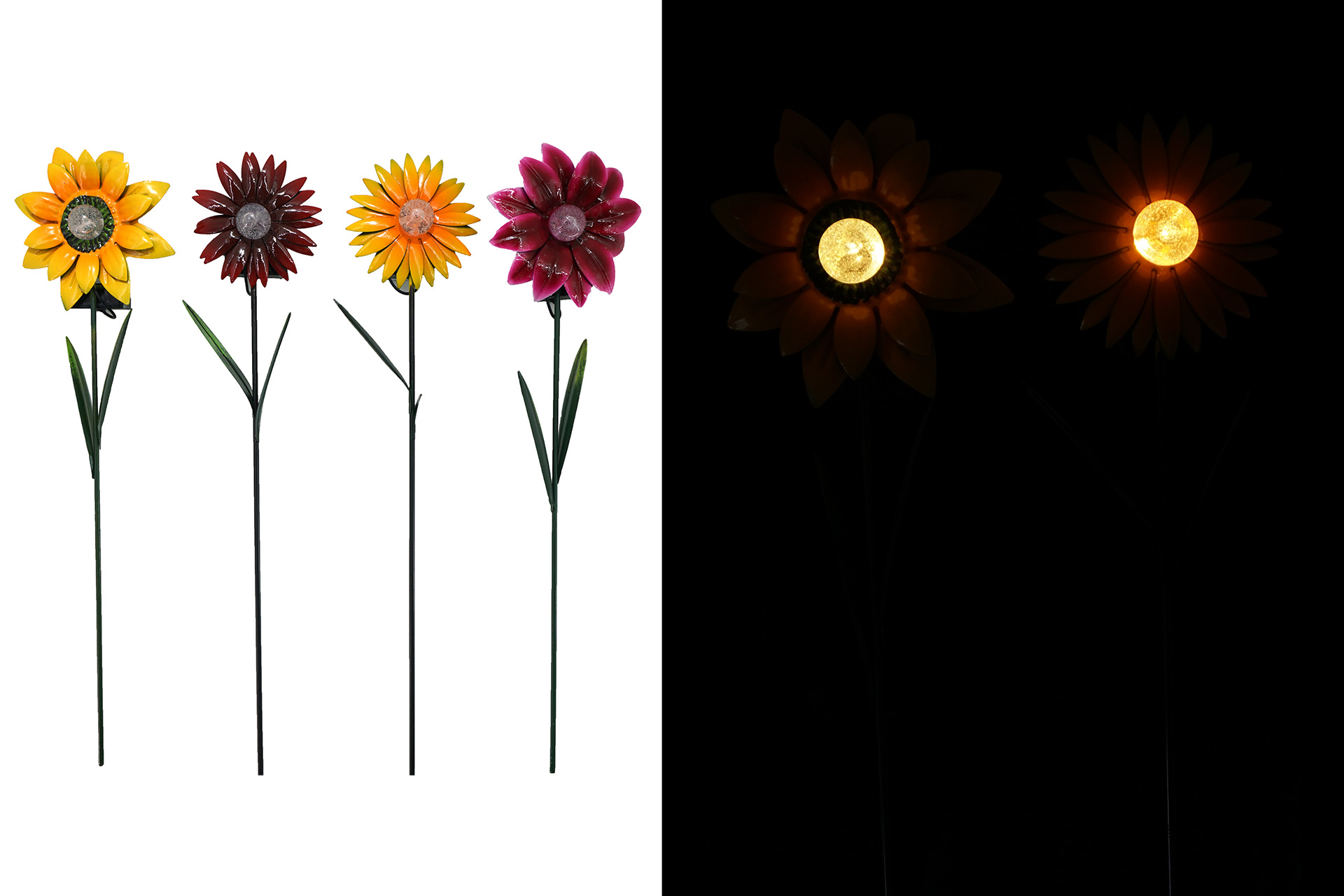 Solar Stick "Blumen", Warmweiß, 4 Designs, ca. 46cm