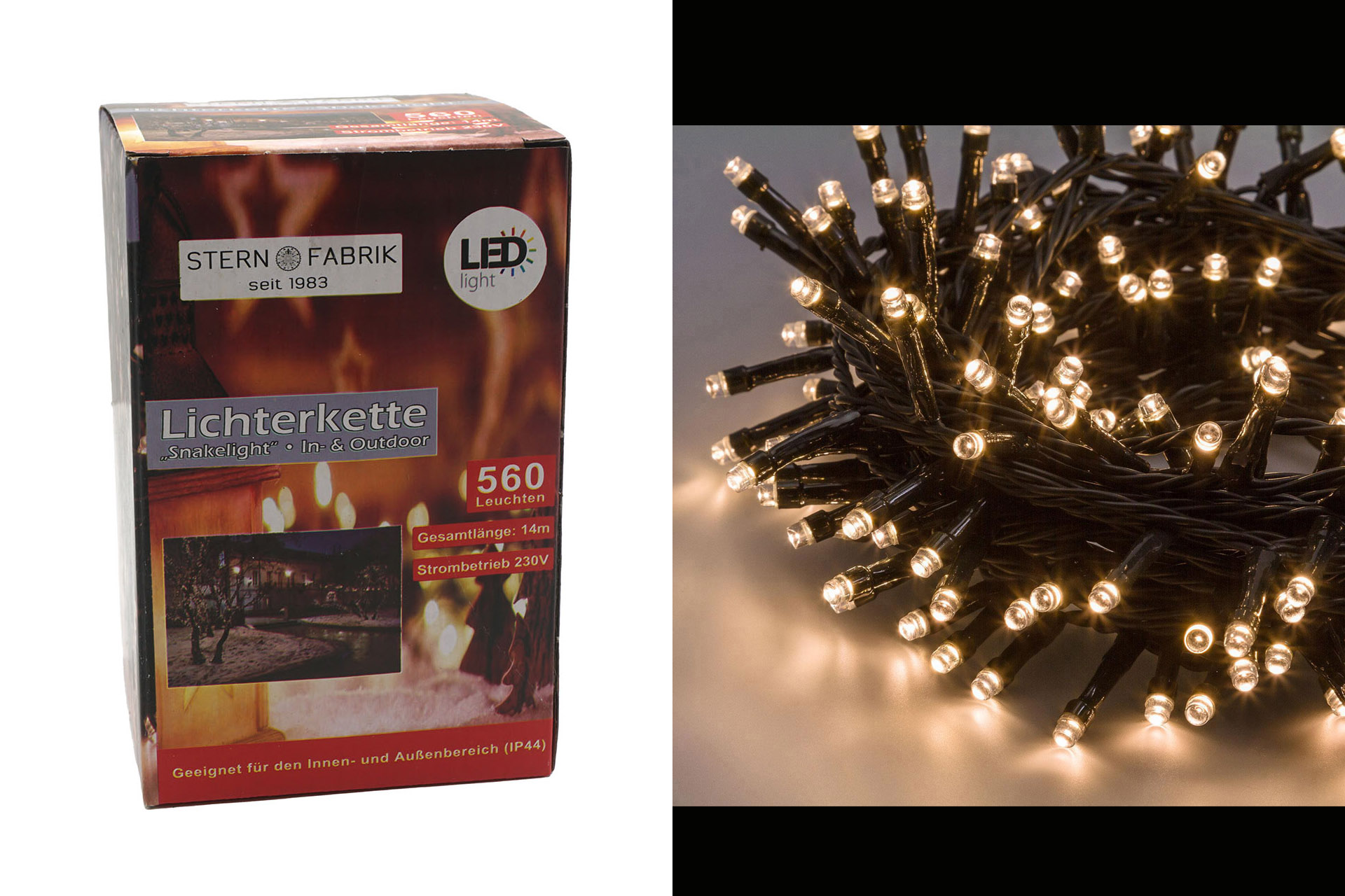 Lichterkette Basic LED, 560er, warmweiß,  In- & Outdoor, IP44