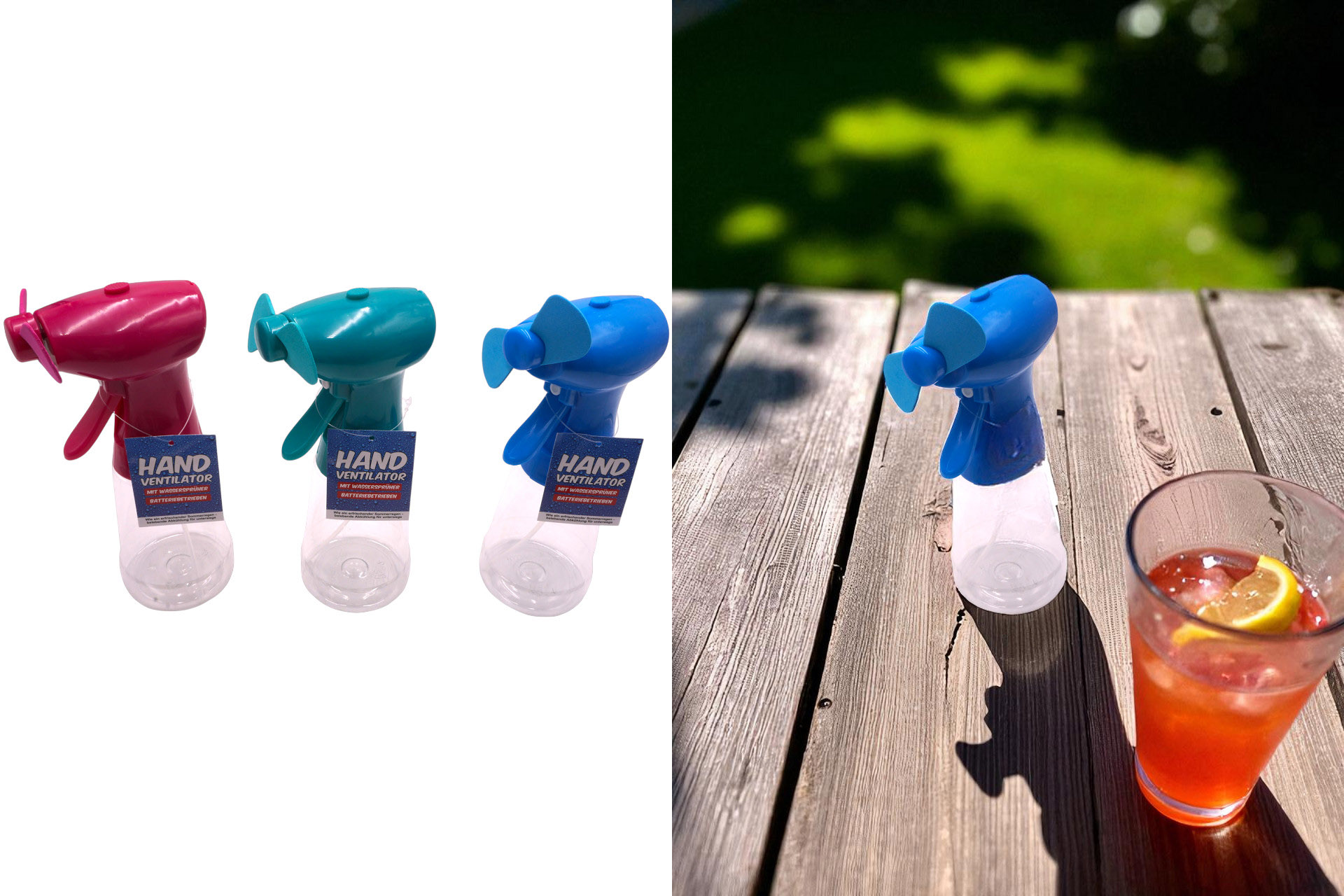 Handventilator Sprühventilator 22,5x10,5x8cm, batteriebetrieben