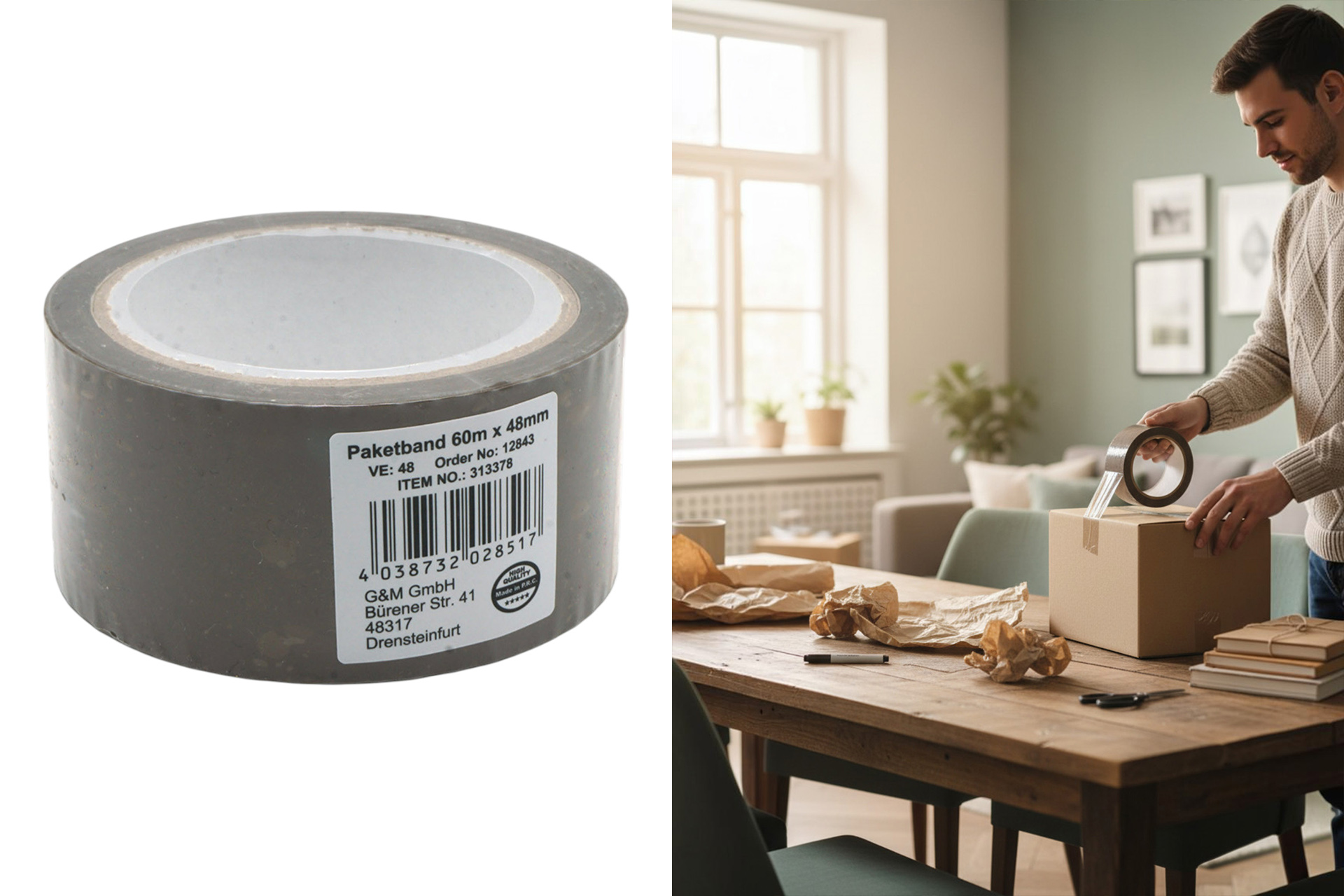Klebeband Paketband 60mx48mm, braun