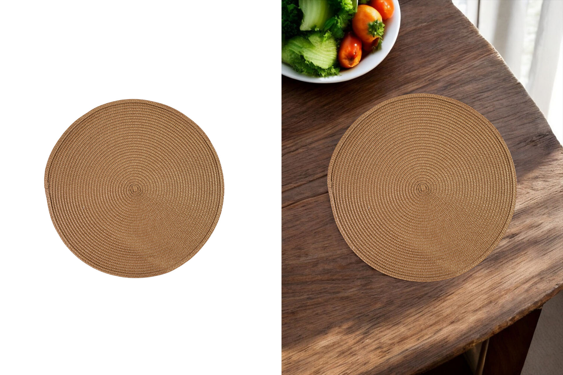 Decorative place mat  "India" Ø 38cm, knitted PP, golden