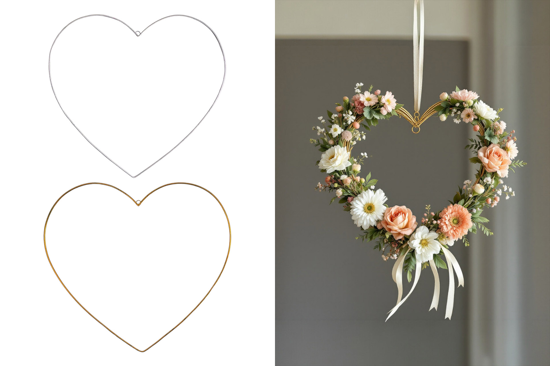 Dekoration Metall "Herz Hänger", 40x37cm, 2 Farben