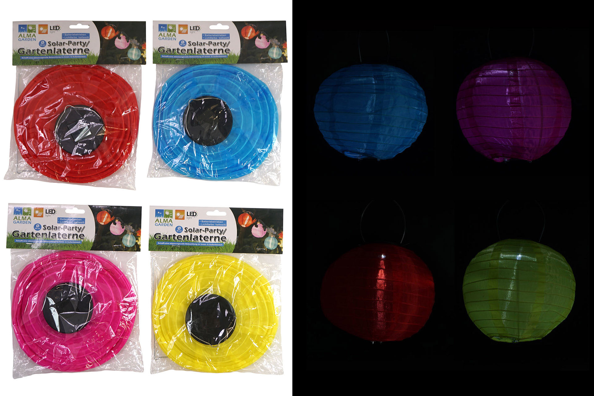 Solar Hänger Lampion Laterne 4 Farben, Ø 20cm