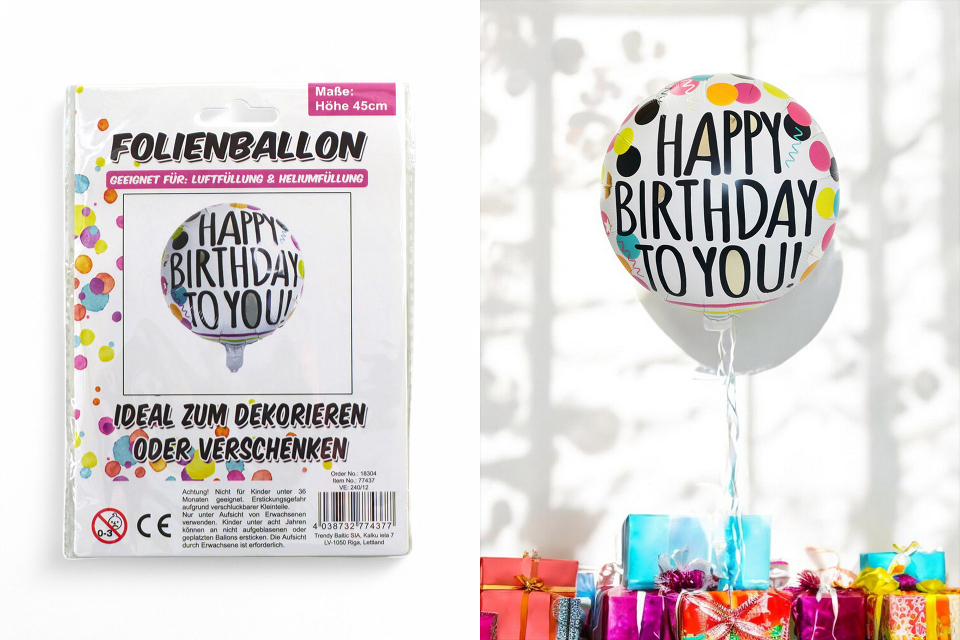Foil balloon "Happy Birthday to you", 45cm