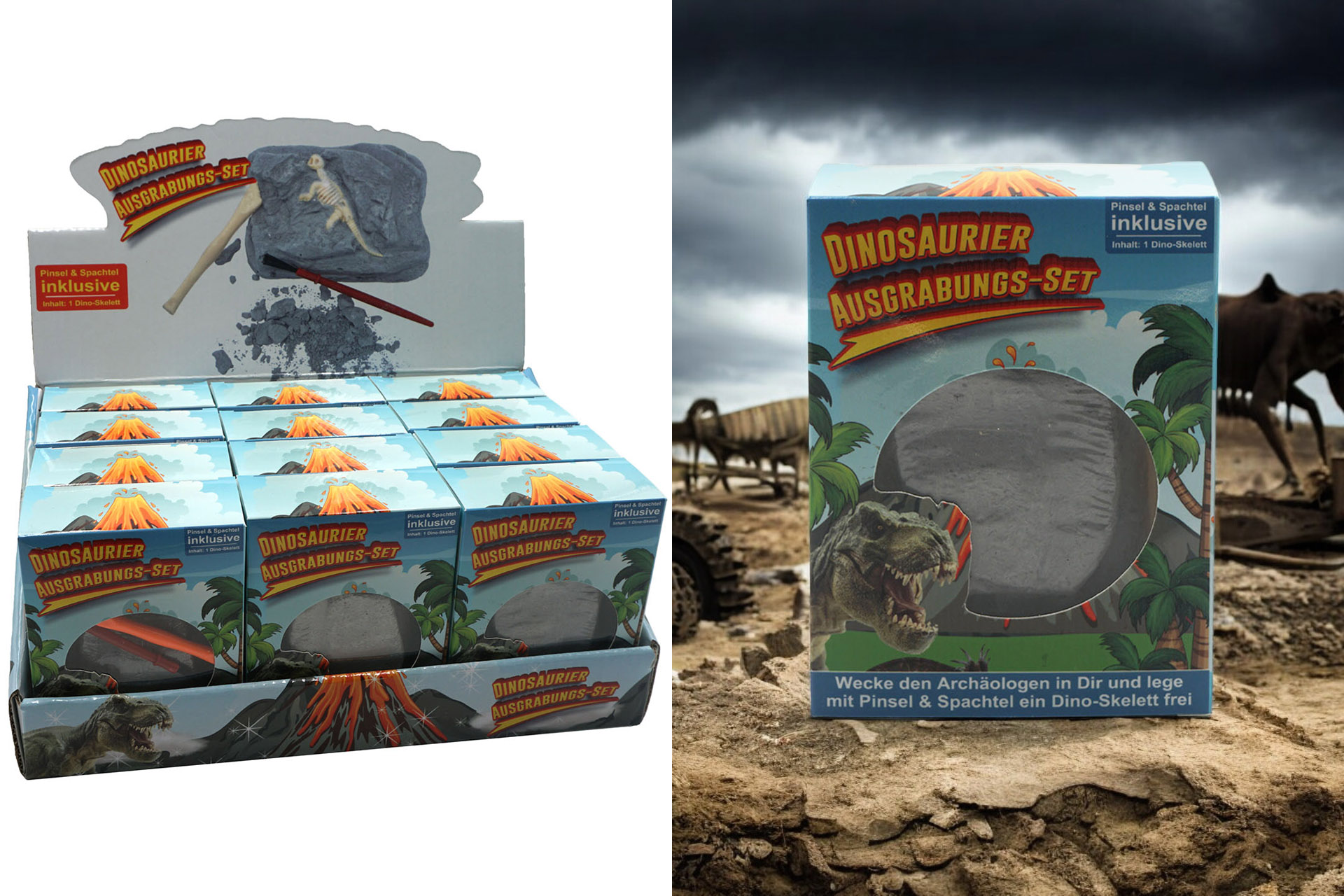 Ausgrabung Set "DIG IT" Dinosaurier 8x6x2,5cm, 12fach sortiert Display