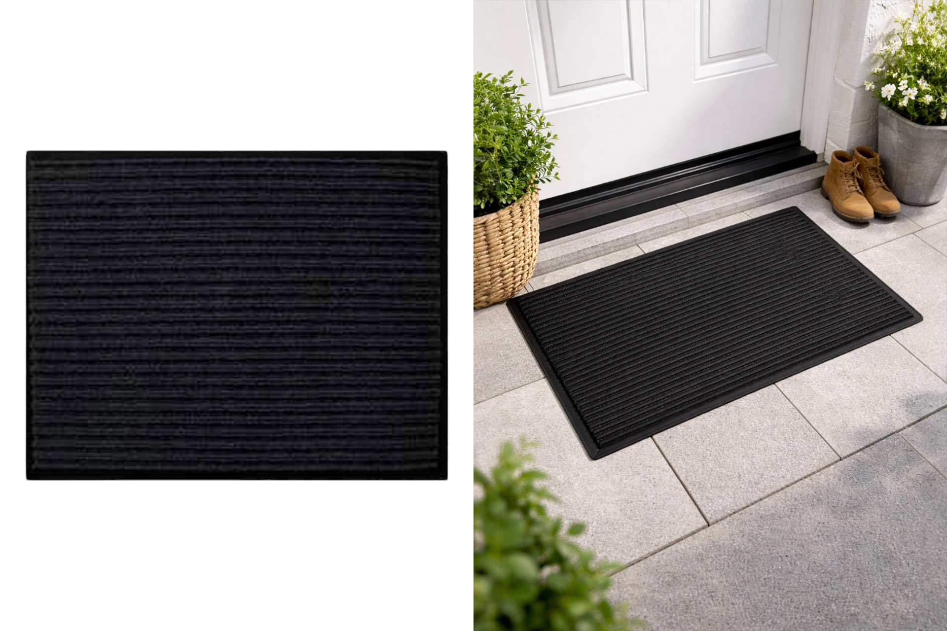 Schmutzfangmatte 40x60cm schwarz gerippt, mit Rand
