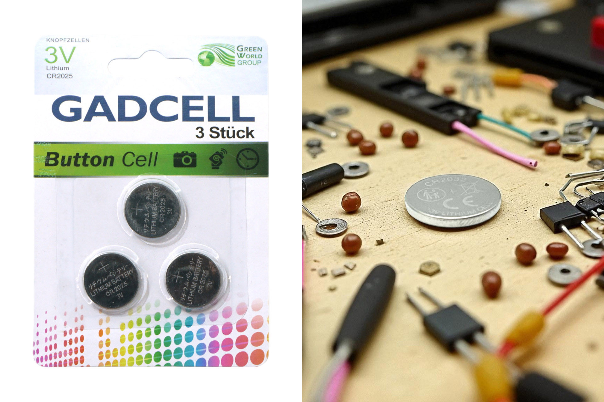 Button cell battery Lithium CR2025, 3 pieces-package