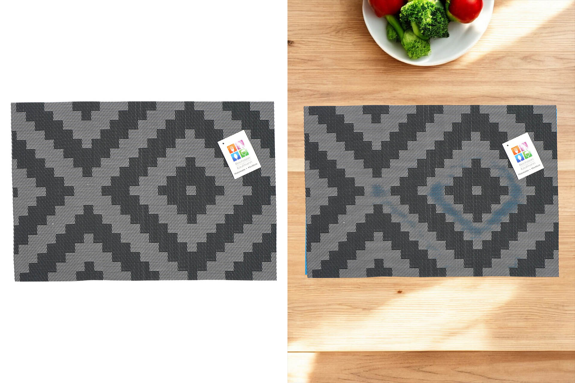 Platzset "Hampton" 45x30cm, PVC, Rauten Design schwarz/grau