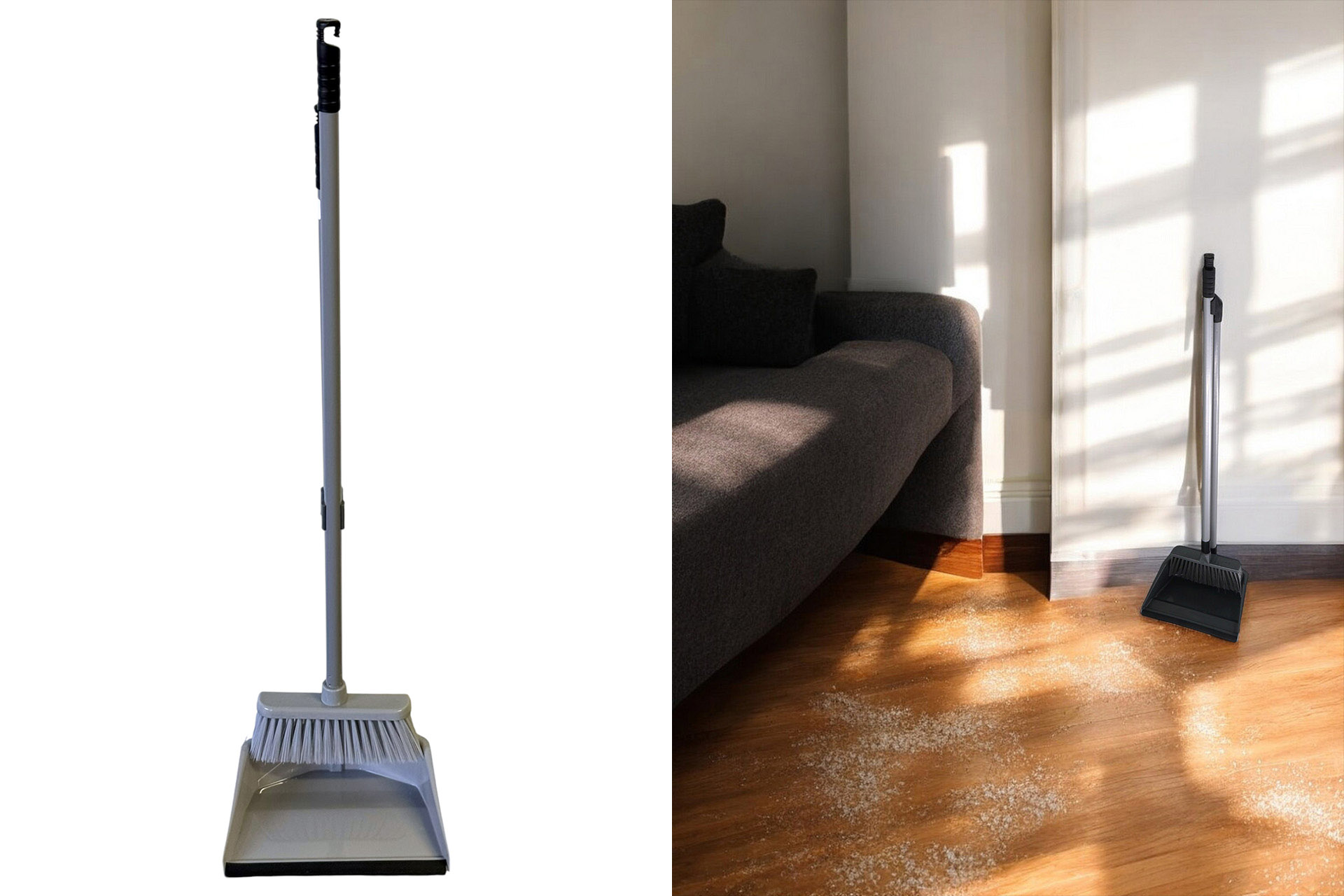 2-part sweeping set, broom and hand shovel, 4 colours