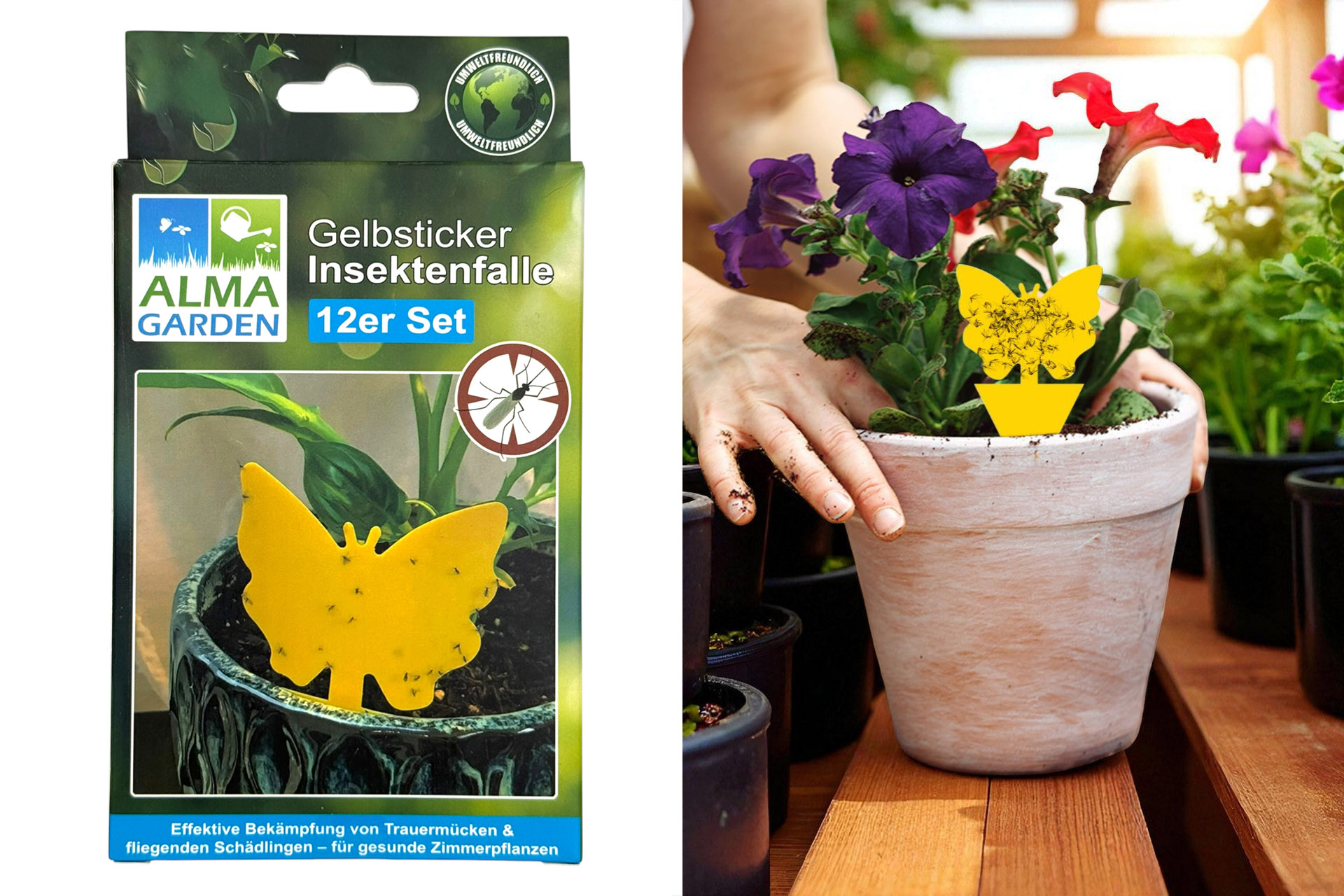 Fliegenfalle/Klebefalle, 12er Set, 13,5x8,5cm, gelb