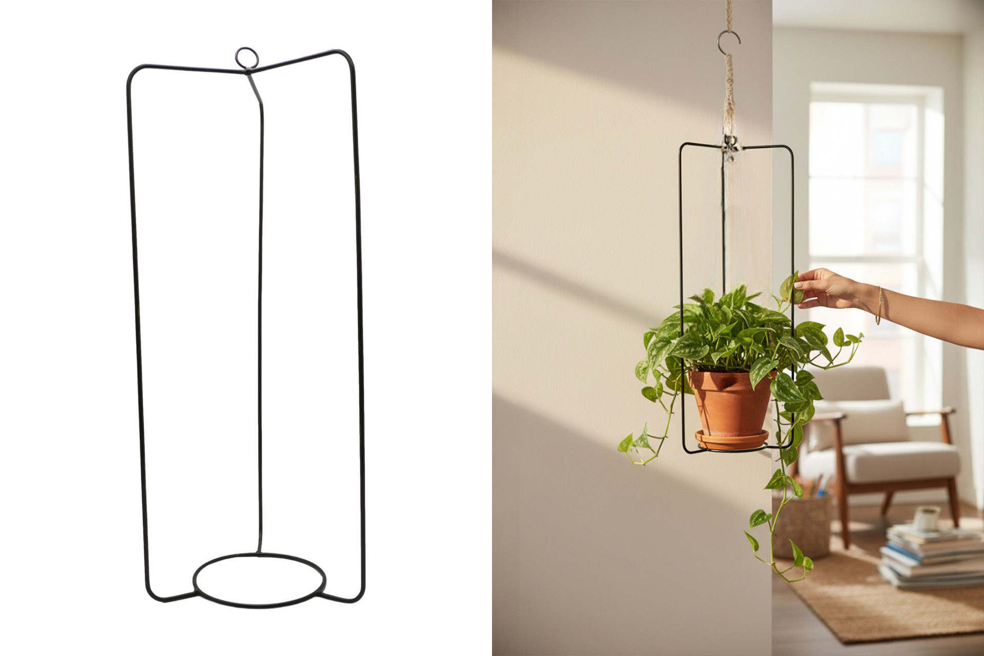 Flower holder to hang, 44 x 15cm, matt black