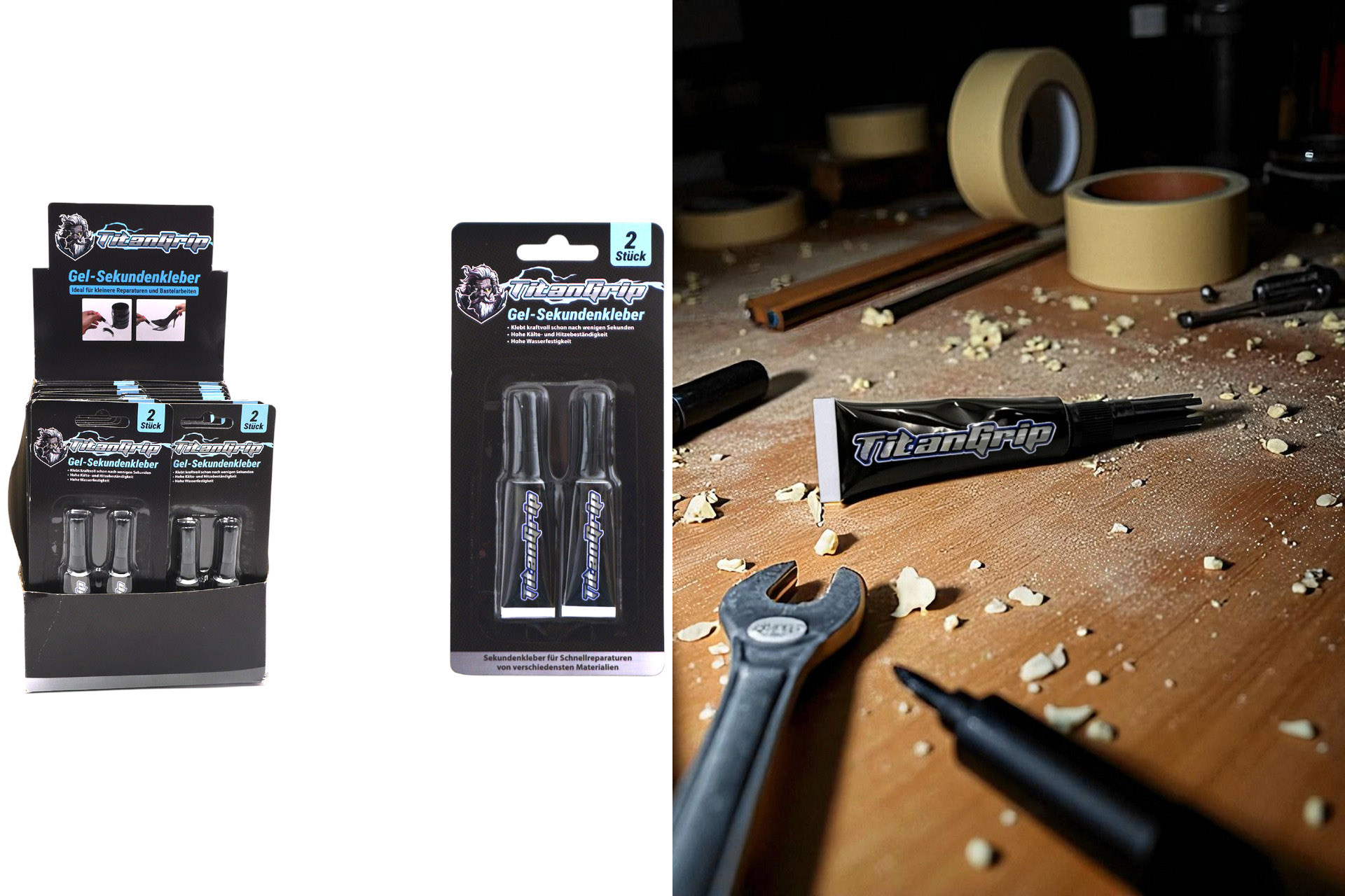 Sekundenkleber Gel, 2 Stk., im Display, je 3g