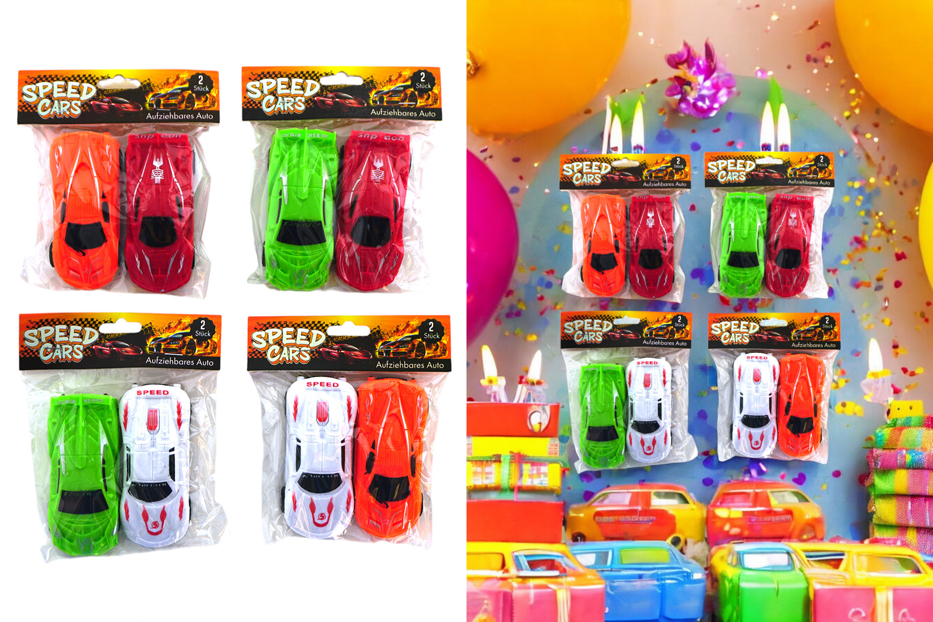 Spielzeug Auto aufziehbar "POWER GEAR" 4 fach sortiert, 2er Pack