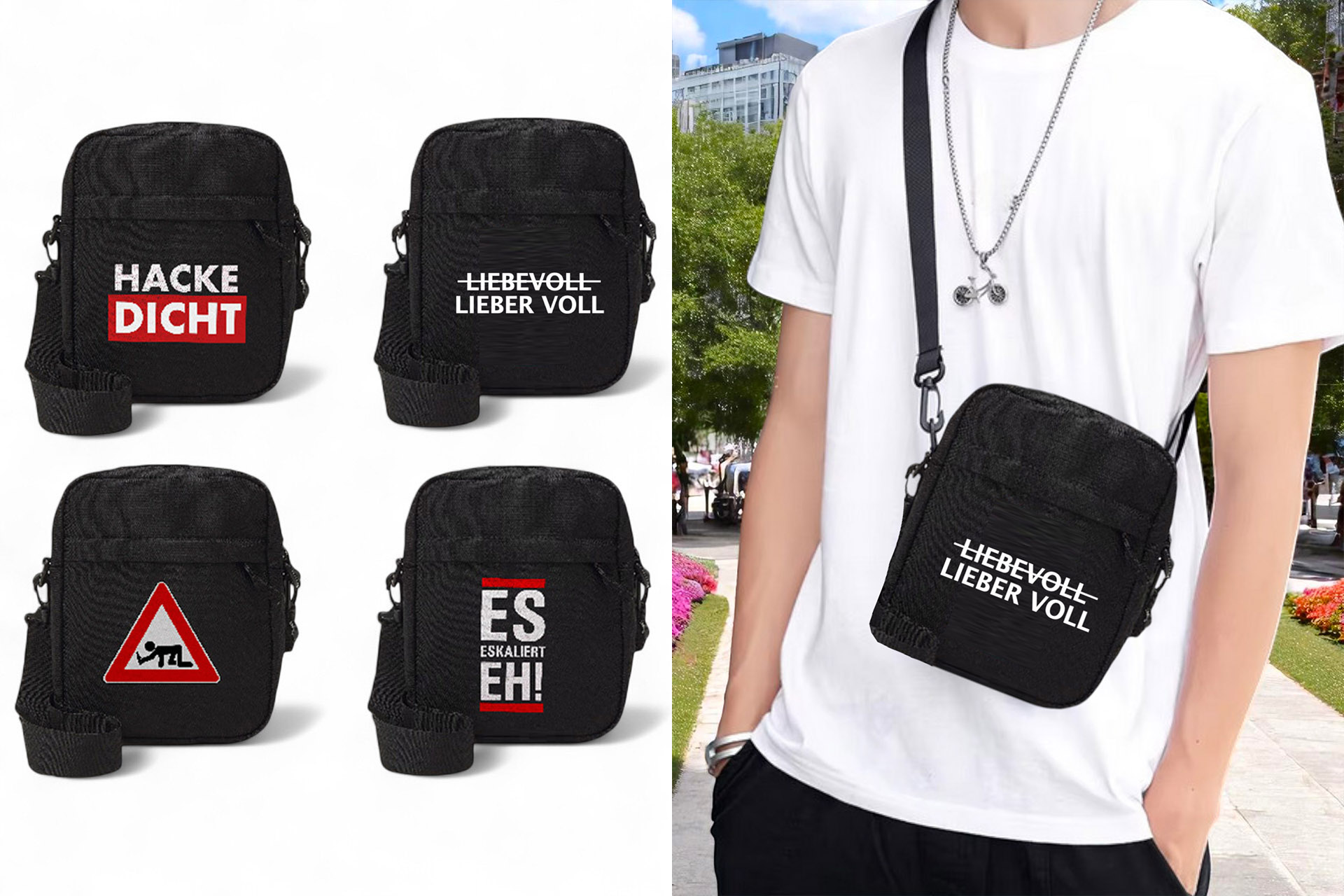 Bauchtasche/Umhängetasche "Malle-Party", 30x15cm, 4 Designs