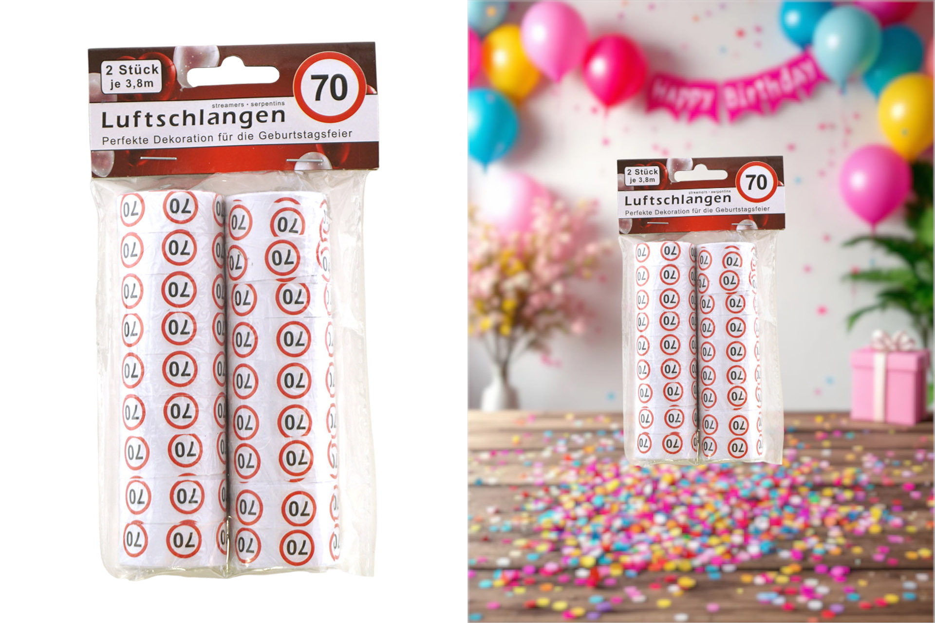 Jubiläums Sortiment Refill für Display Luftschlangen 2er "70"