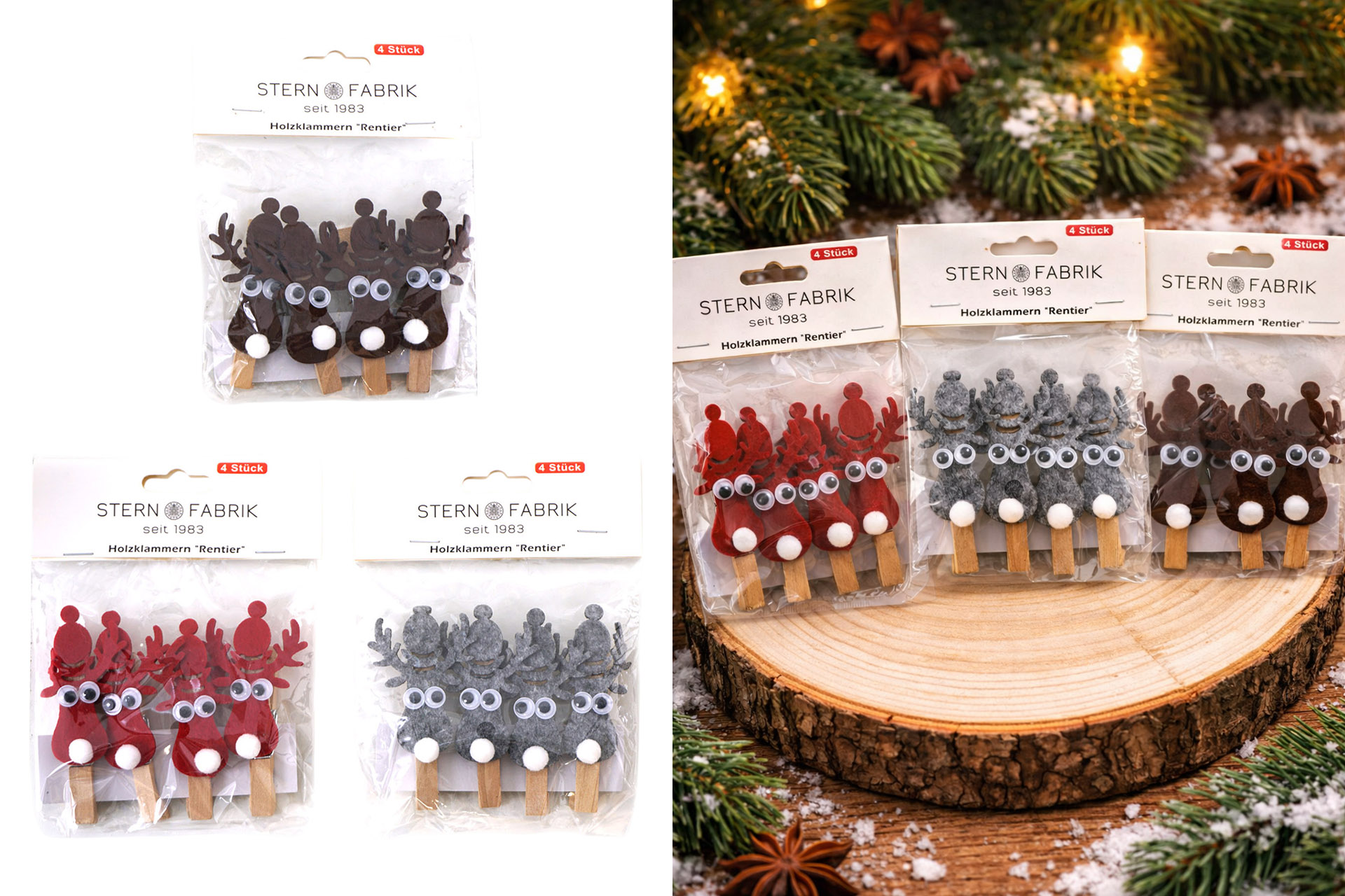 Wooden clips "reindeer"