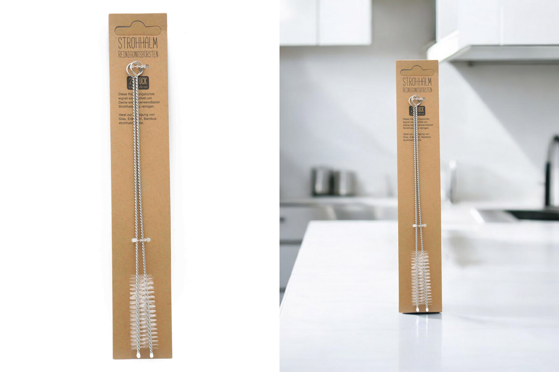 Trinkhalm Reinigungsbürsten, Edelstahl, 20cm, 2er