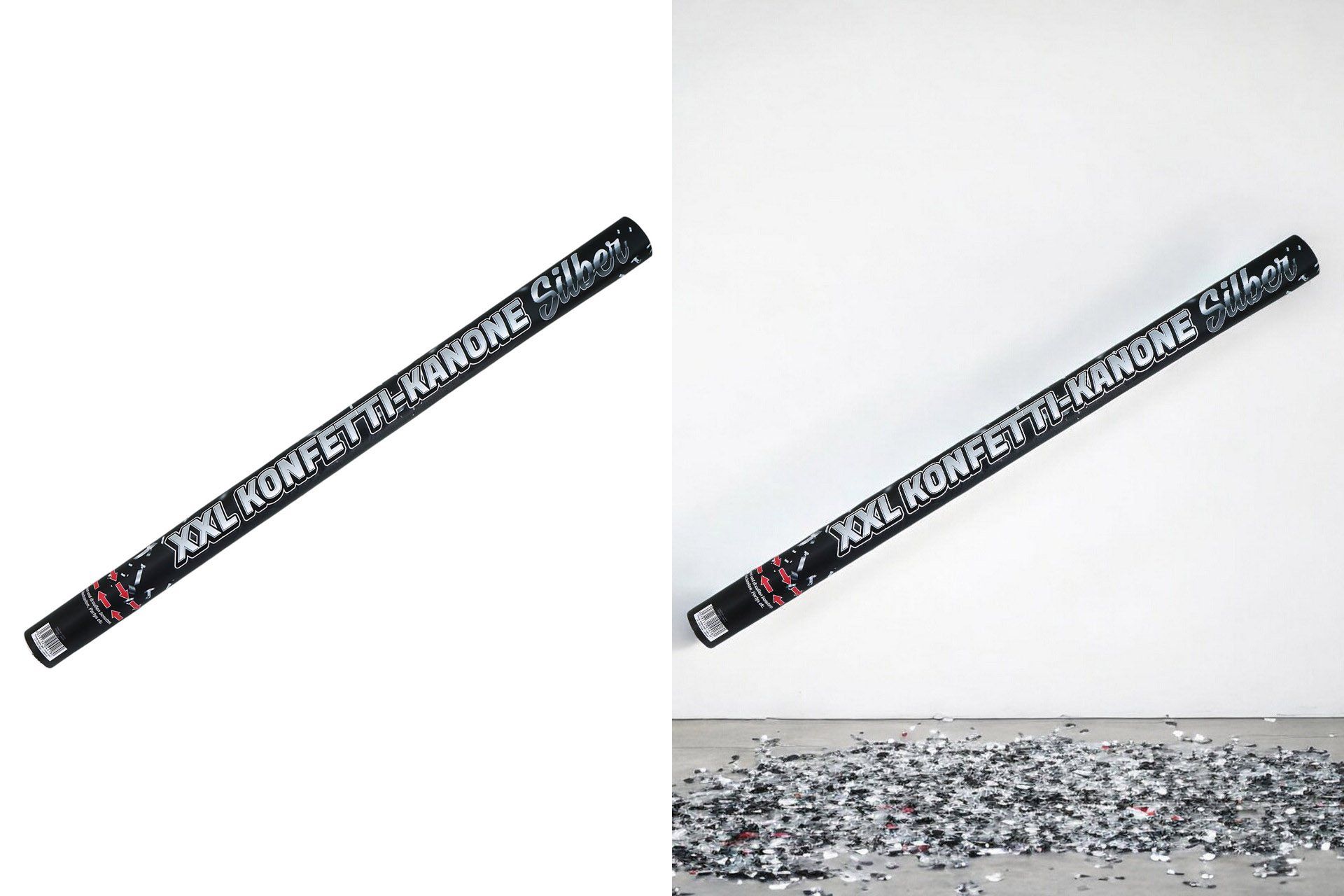 Partypopper 38cm silber metallic Konfetti Kanone