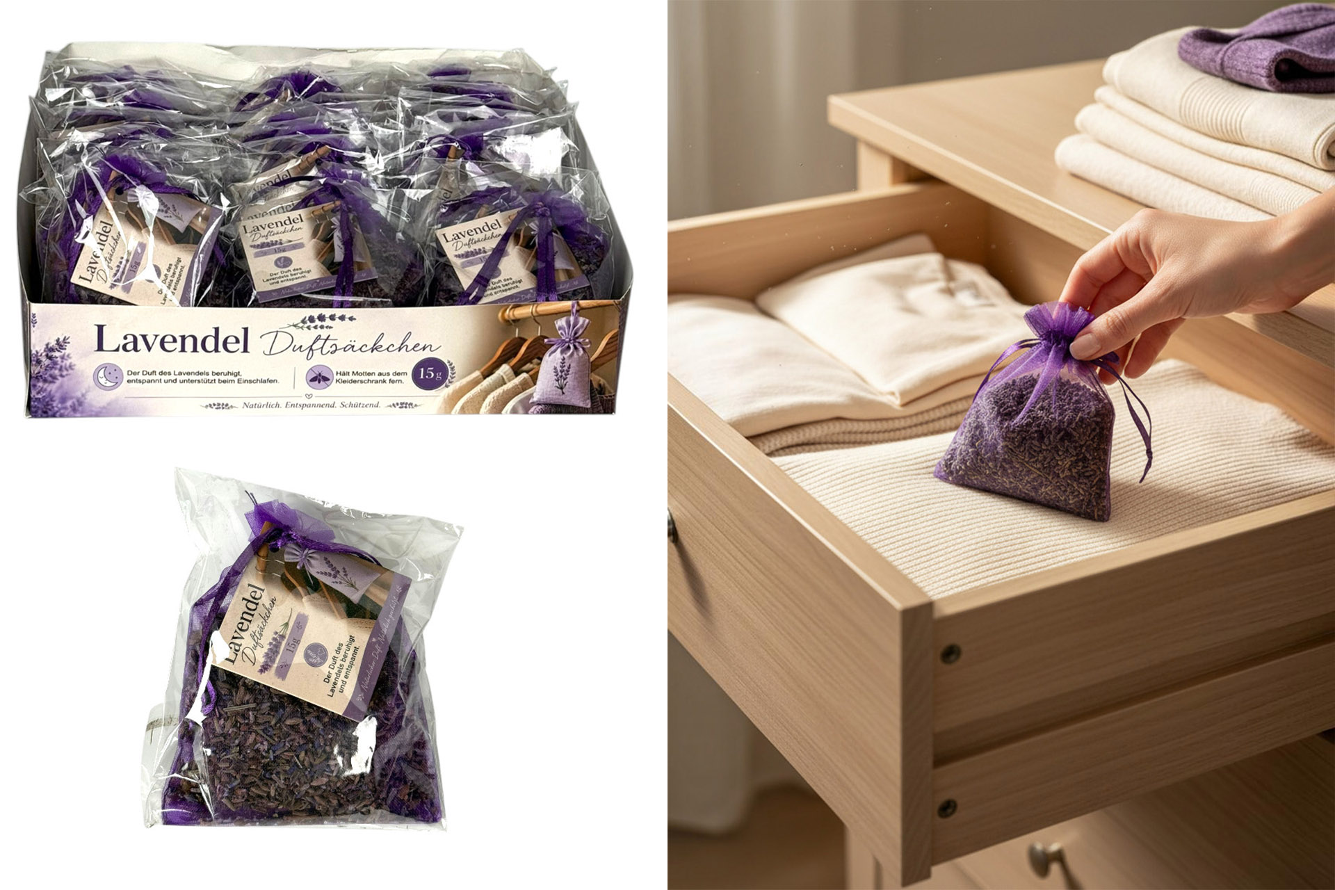Lavendel Duftsäckchen, 15g, im Display