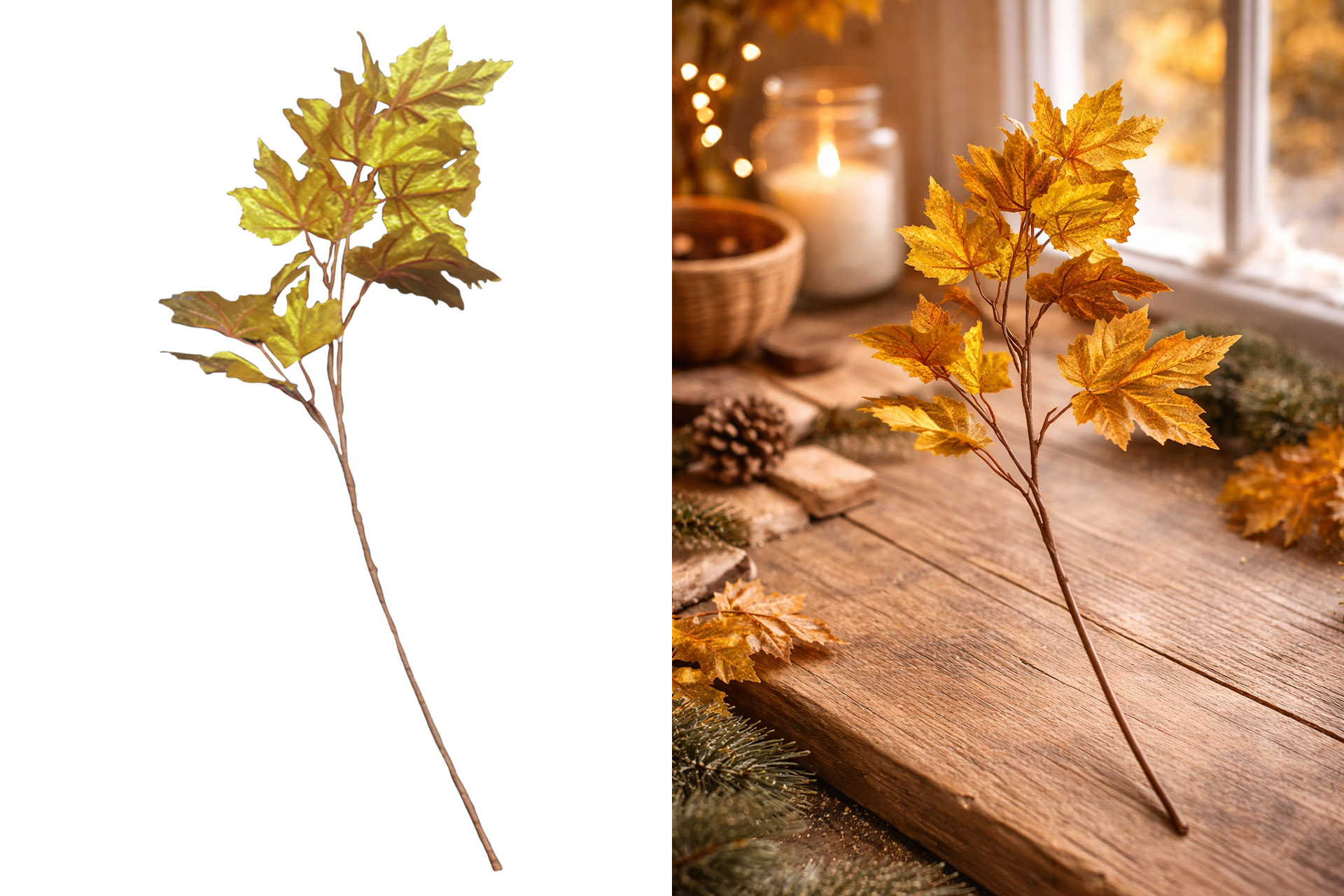 Weihnachtsdeko "XL Ahornzweig", 65x20cm, gold