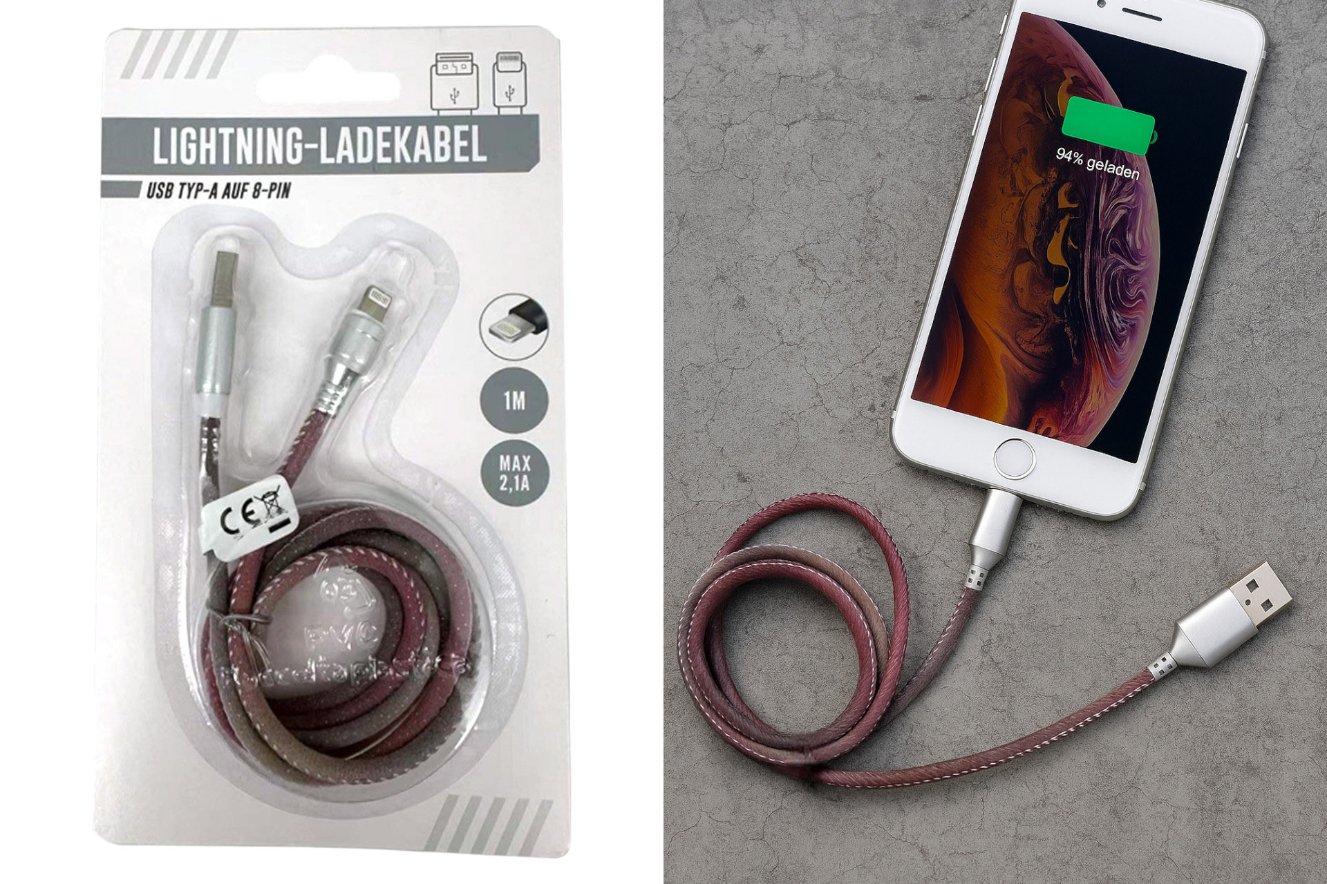 Ladekabel IPhone "Rot", 1m