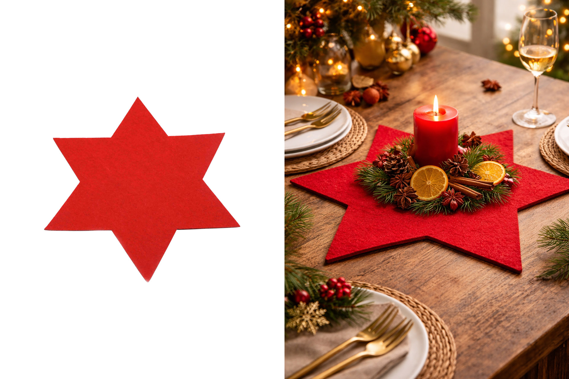 Weihnachtsdeko Filzstern 20cm, rot