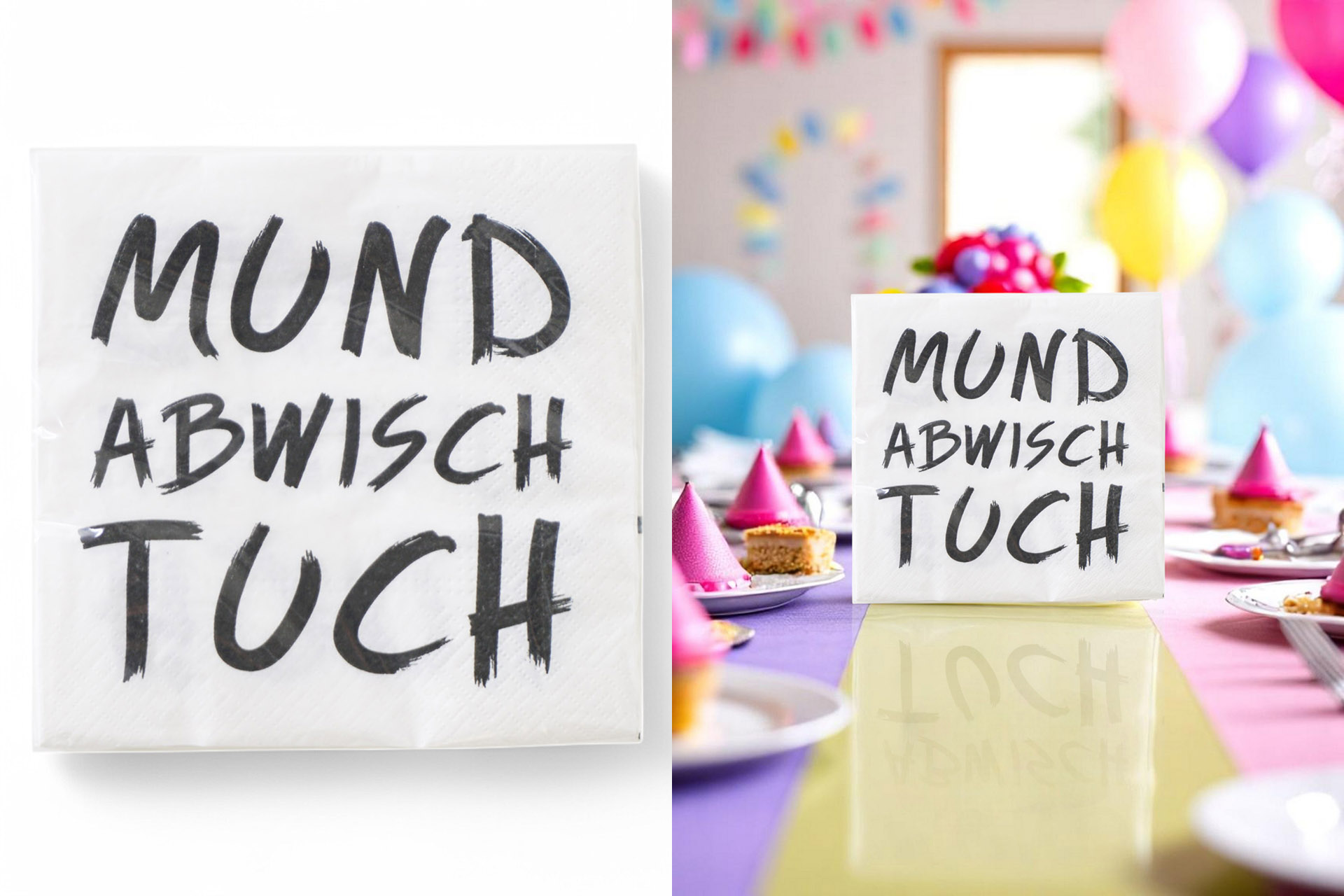 Servietten "Mund abwisch Tuch" 33x33cm, ¼ Falz, 3-lagig, 20er Pack
