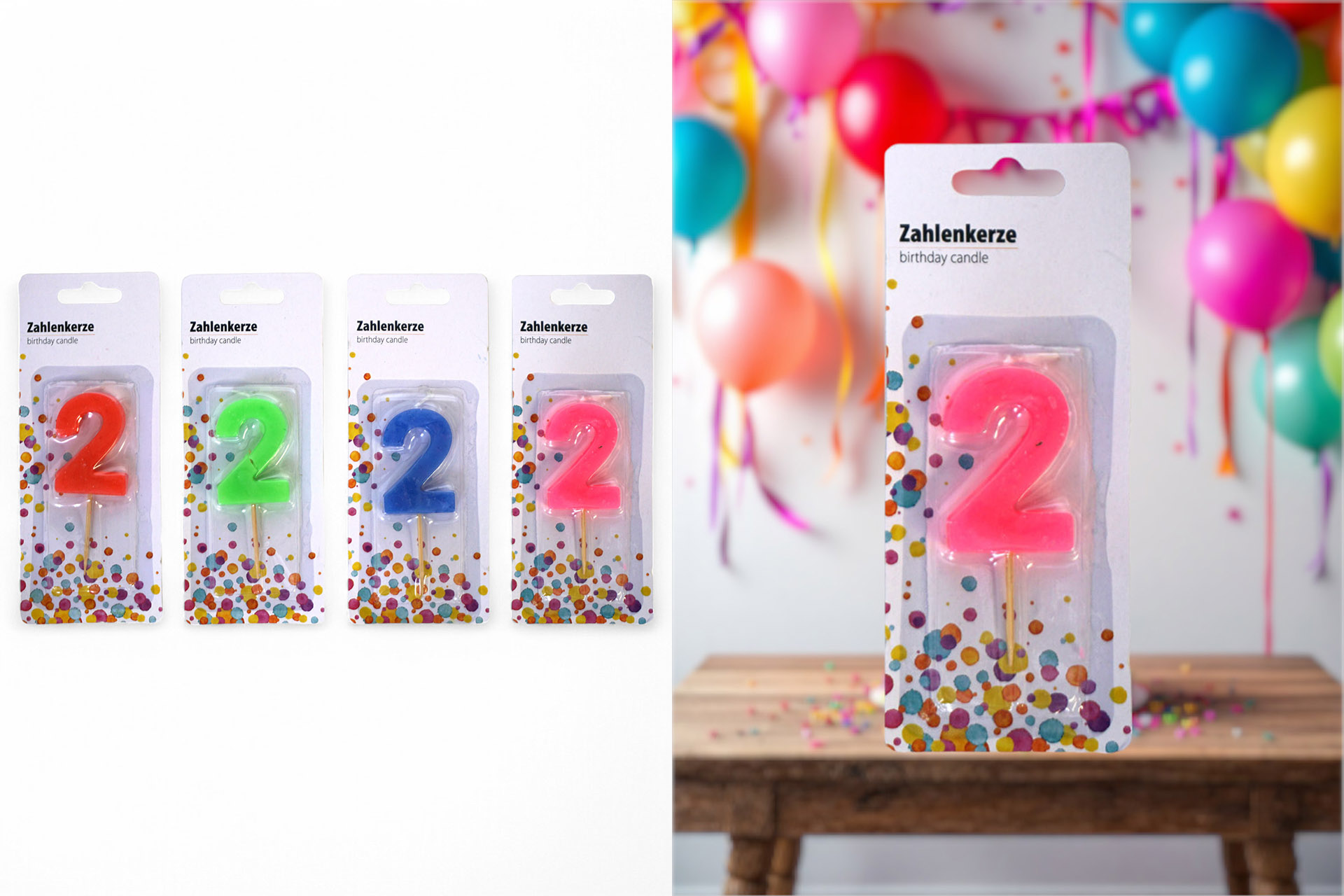 birthday candle on wooden stick "2"