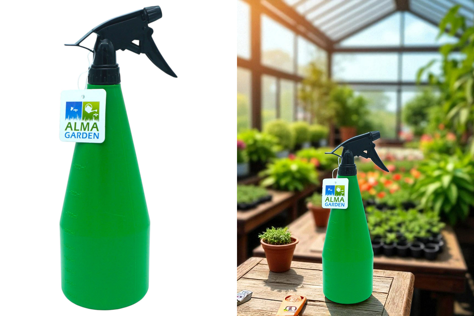 Pflanzensprüher 1000ml mit Messskala, grün