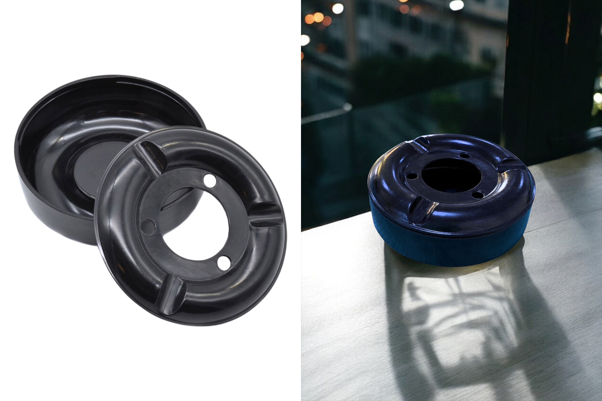 Black melamine ashtray Ø 11,5cm