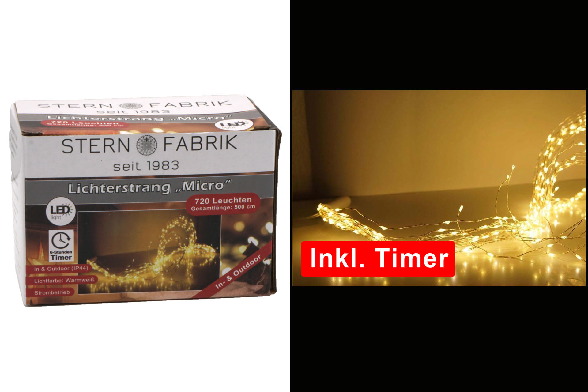 Lichterstrang Mikro LED, 720er mit Timer, IP44