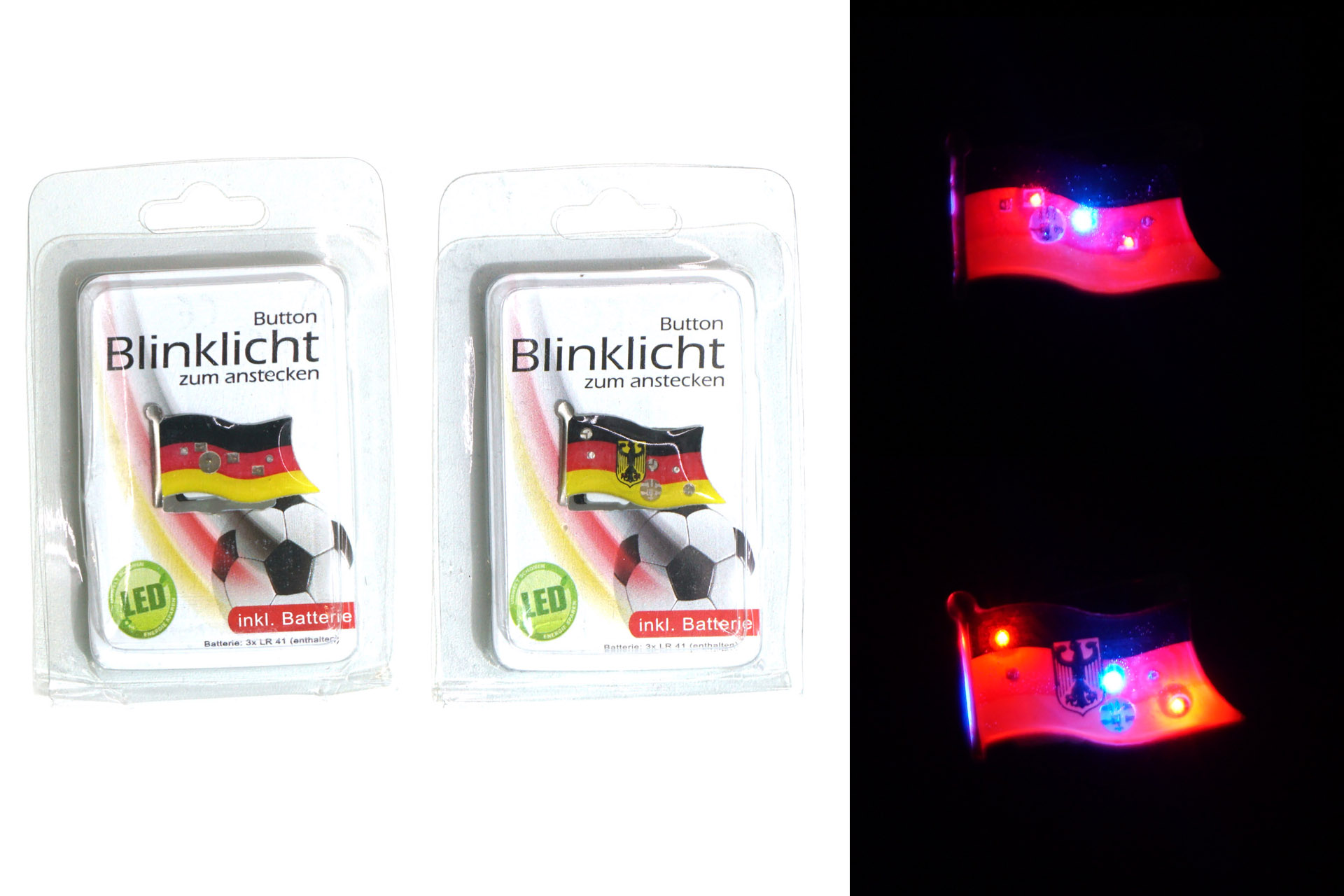 Deutschland LED Blink-Button, 2-fach sortiert