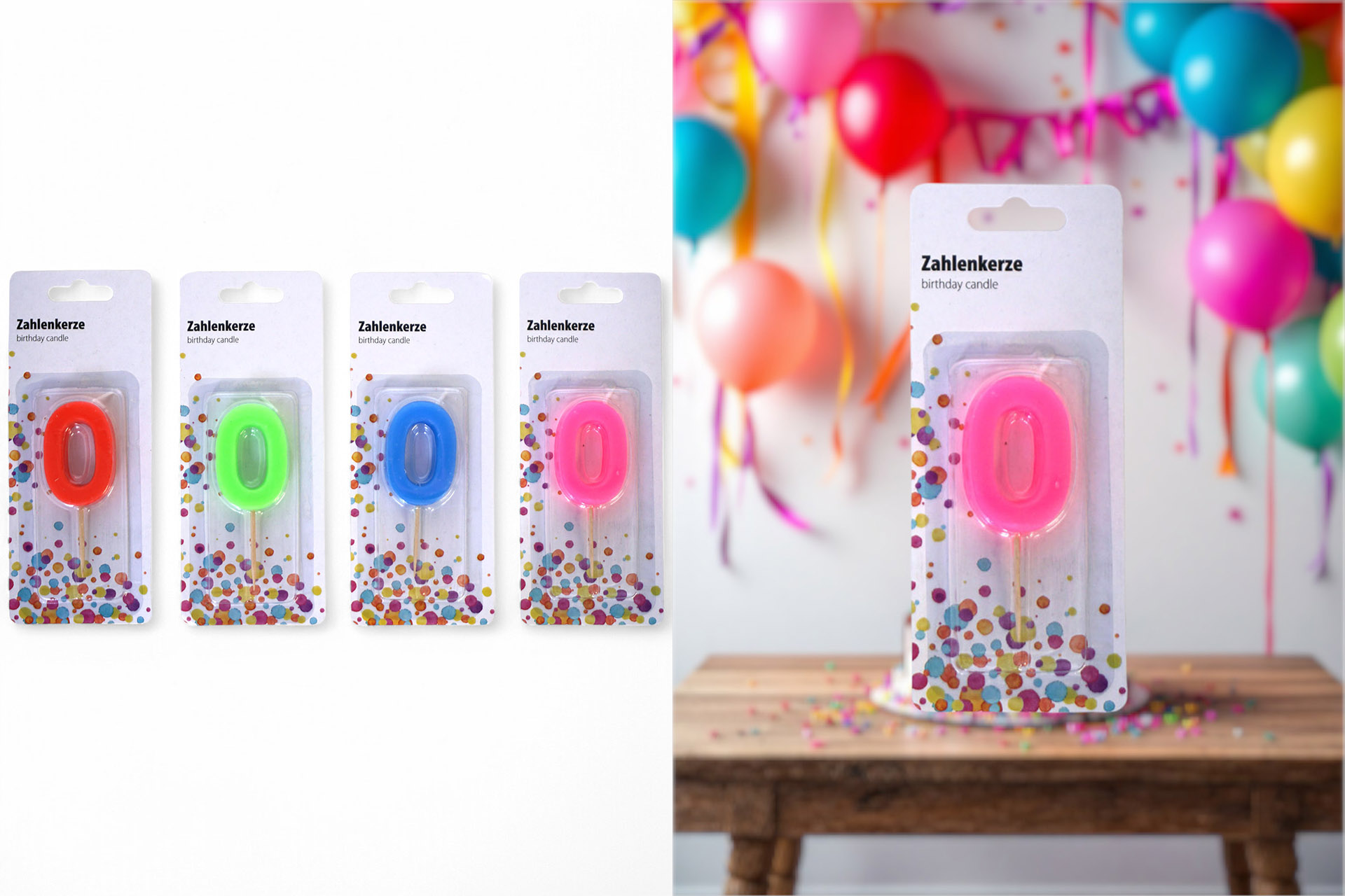 Birthday candle on wooden stick "0"