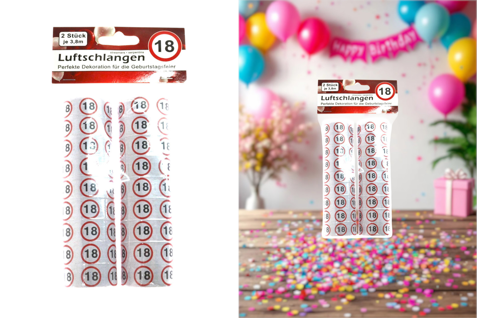 Jubiläums Sortiment Refill für Display Luftschlangen 2er "18"