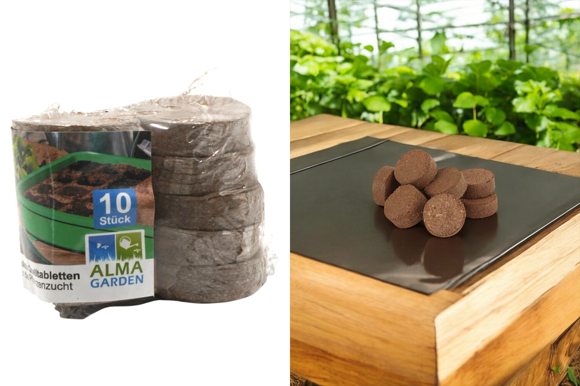 Coconut swelling tablets for plant cultivation, set of 10, biodegradable