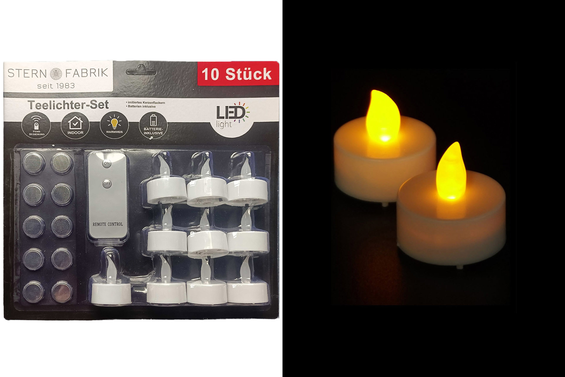 LED Teelichter 10er Set mit Batterie mit Fernbedienung
