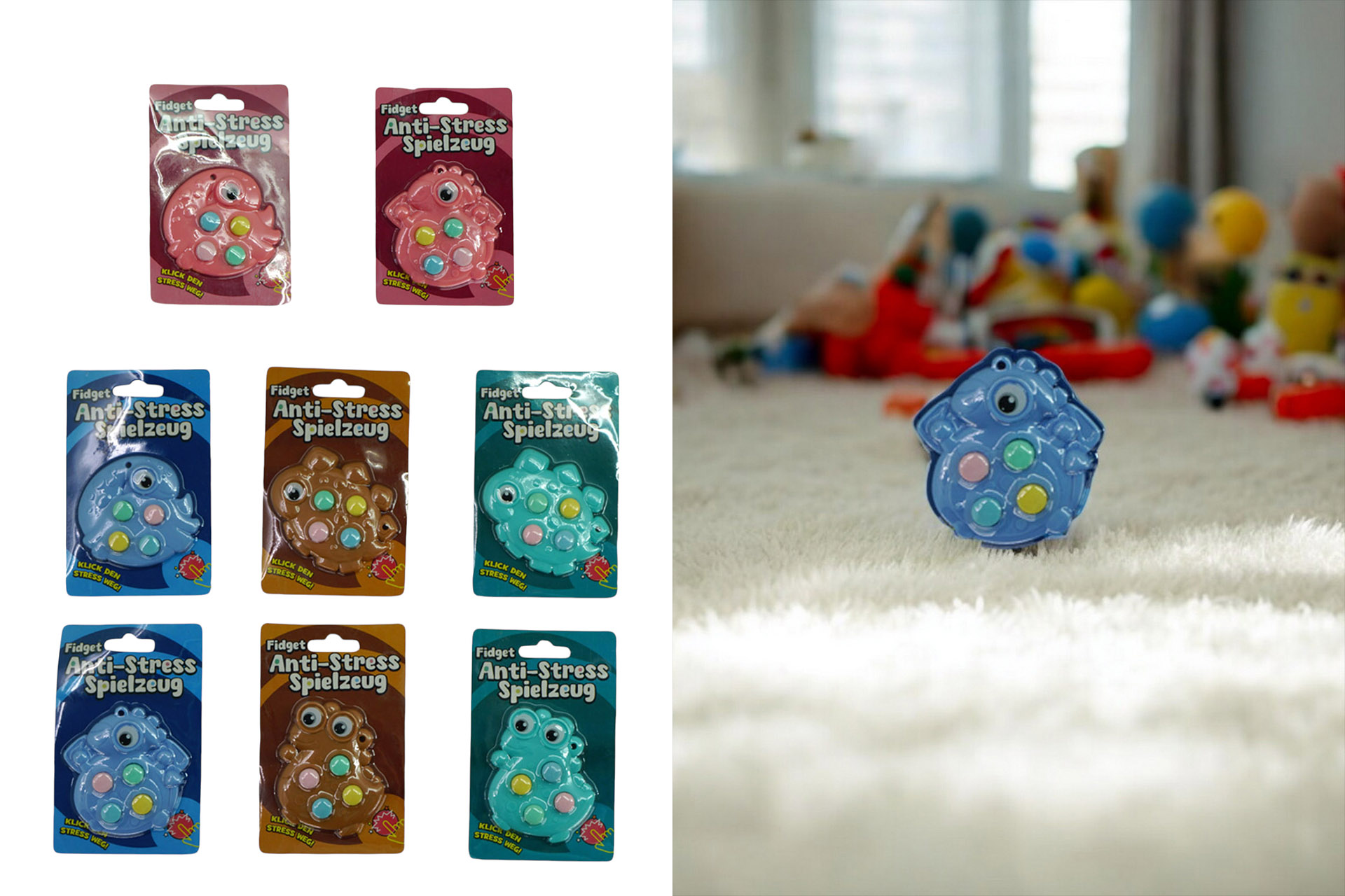 Fidget Toy "Dino", 6,8x1,3x8,4cm, 4 Designs