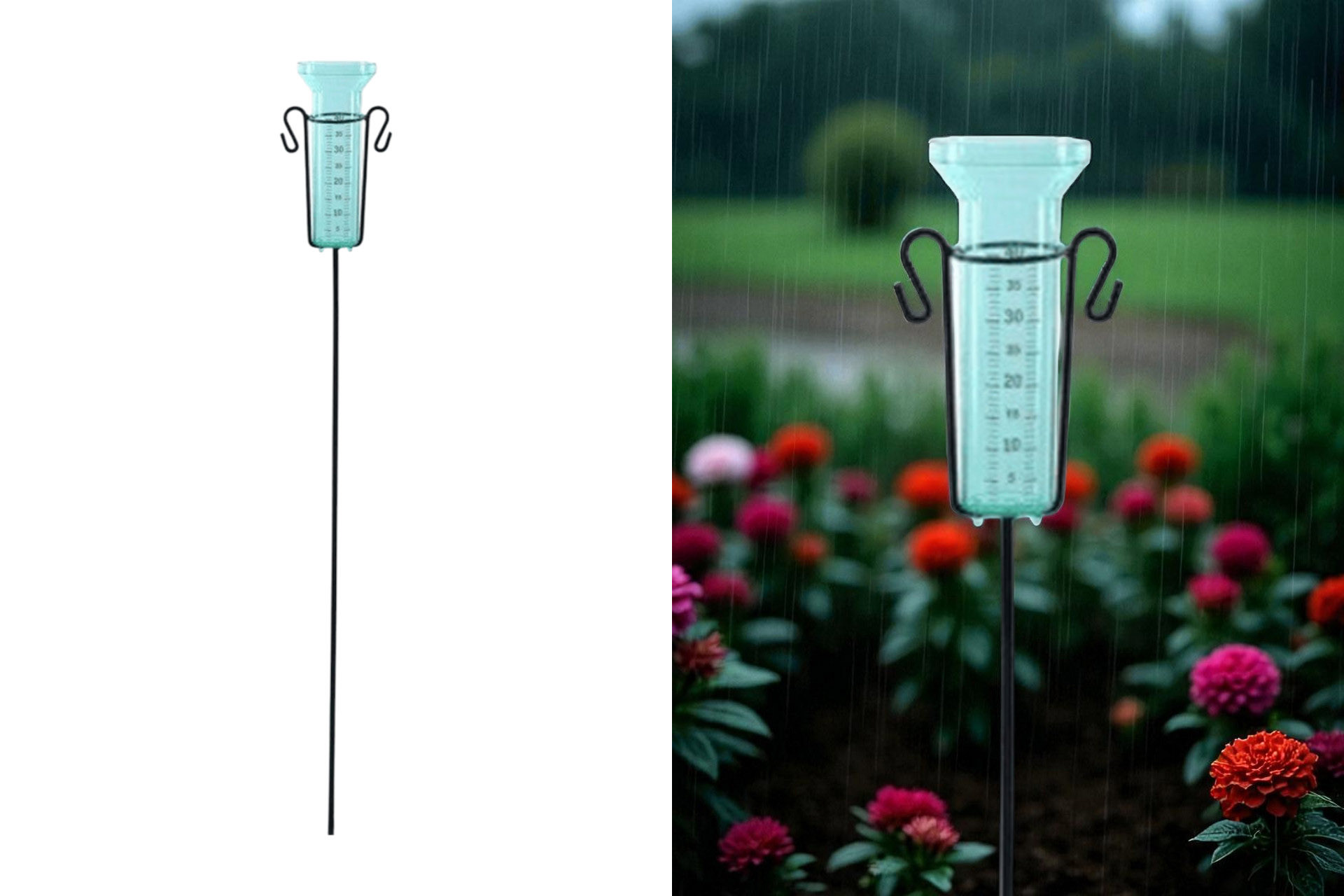 Regenmengenmesser mit Metall Erdspieß, 40mm L/qm , 80x8x8cm