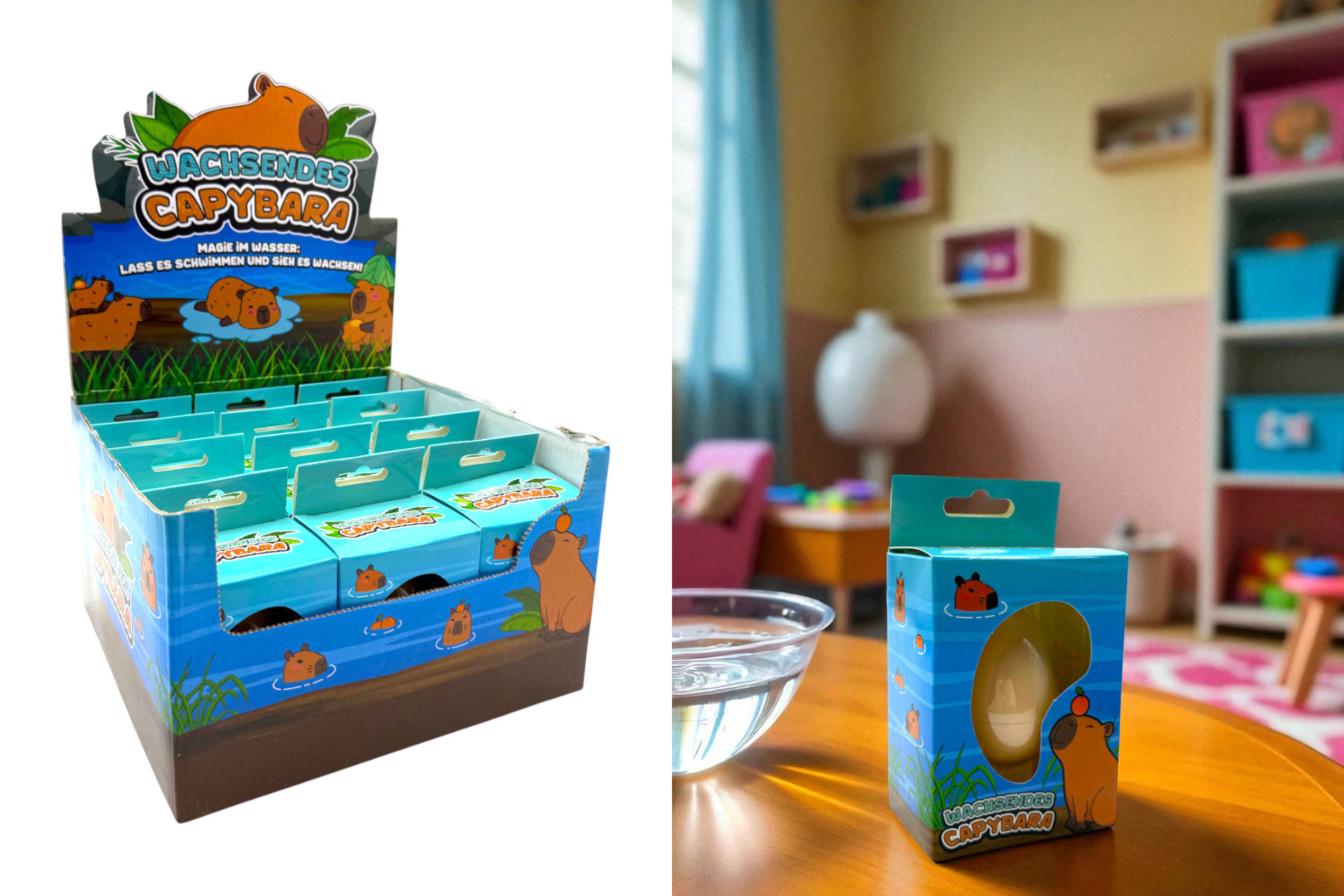 Spielzeug wachsendes Capybara, 6cm, im Display