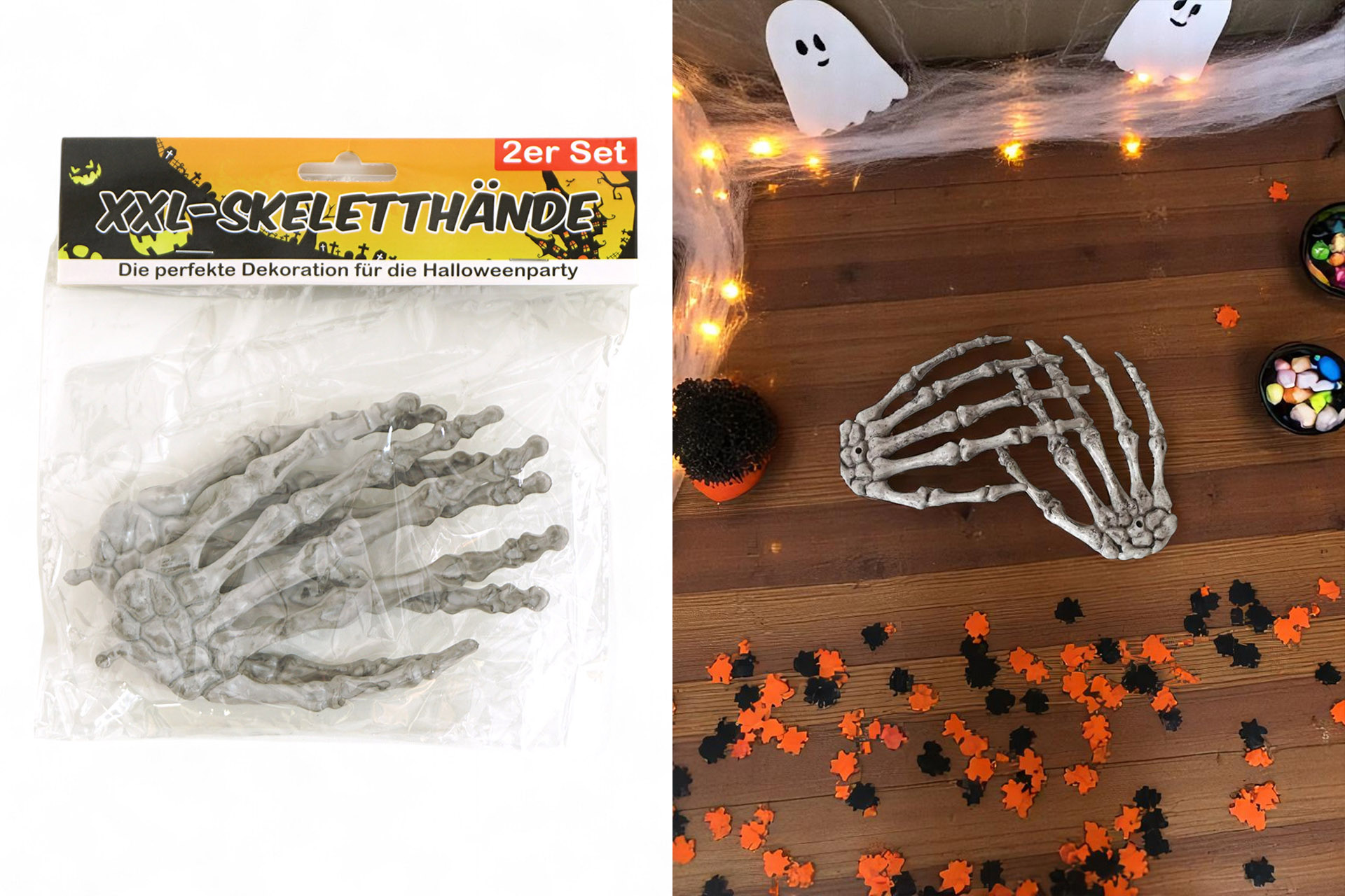 Halloween Deko "XL Skeletthände",2er Set, 15,5x9,5cm
