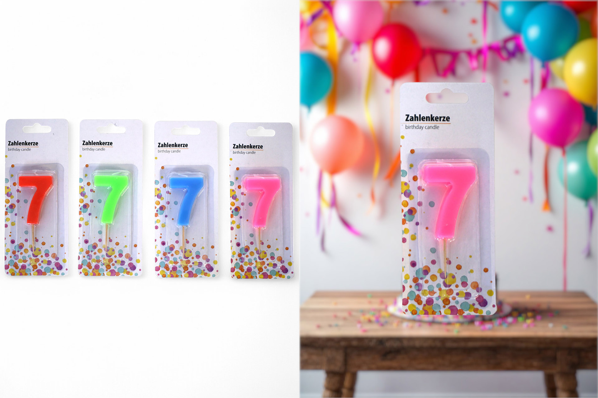 Birthday candle on wooden stick "7"