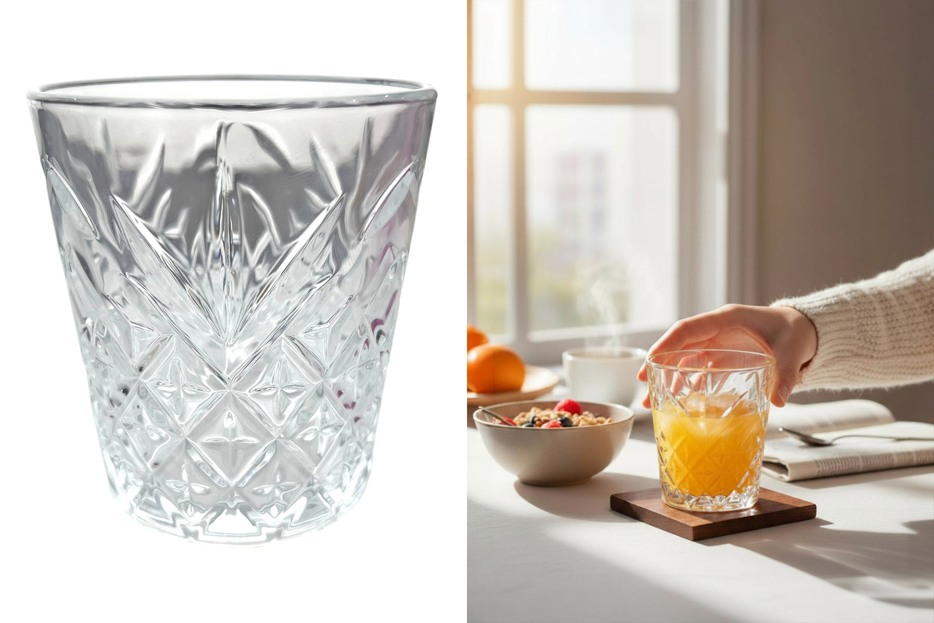 Trinkglas Kristall Deluxe "Verona", 9x9x10cm, 300ml