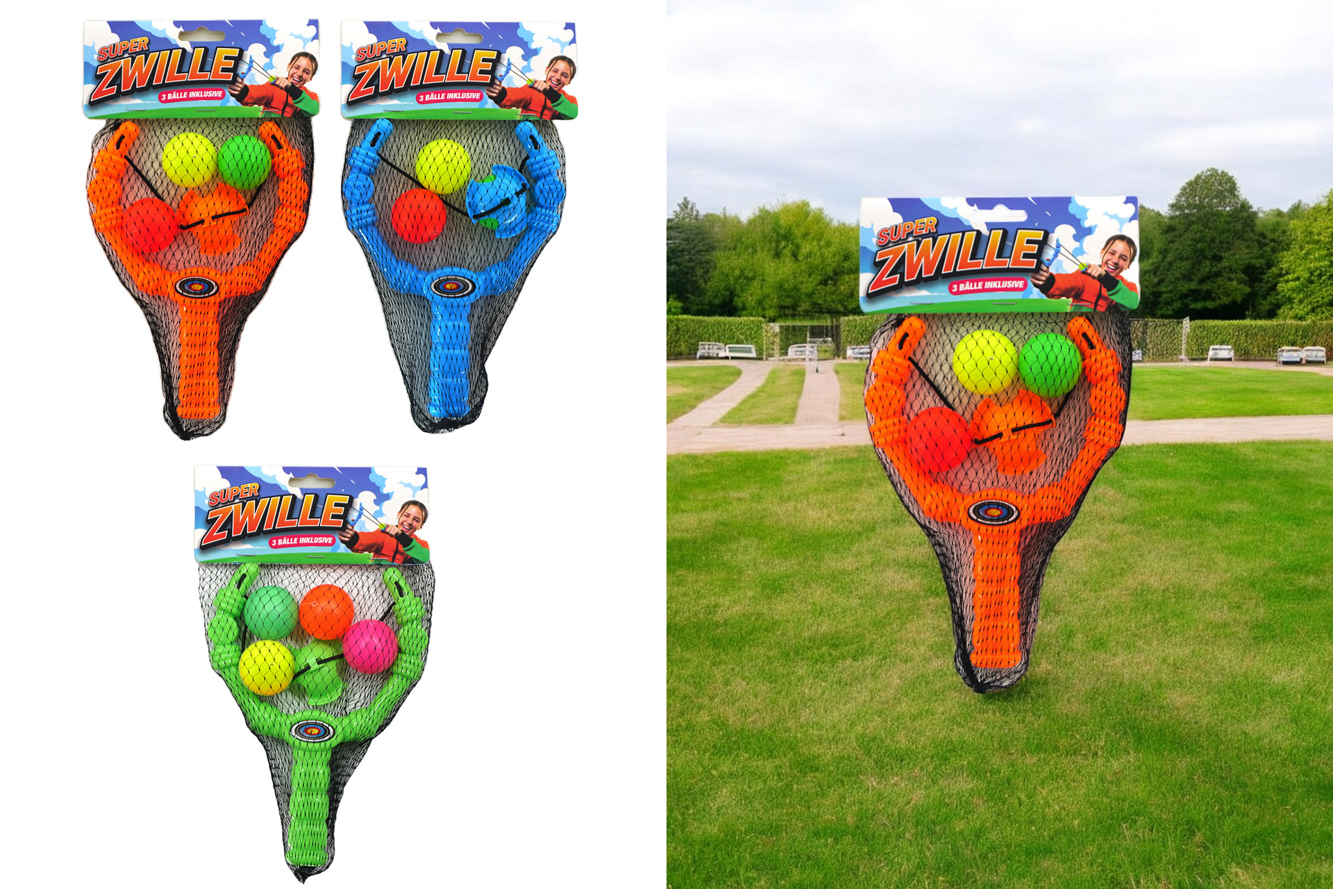 Zwille "Sling Shot", 3 Bälle, 20cm, 3 Farben