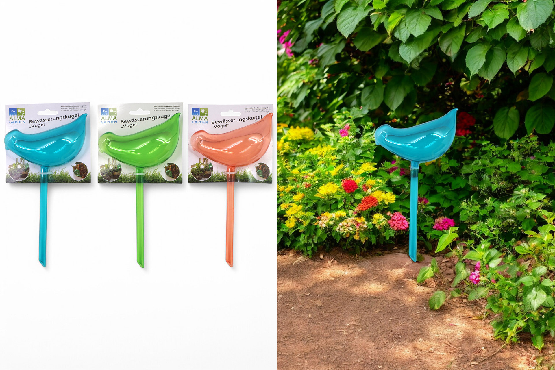 Pflanzenbewässerung Bewässerungskugel "Vogel", 26cm, 3 Farben