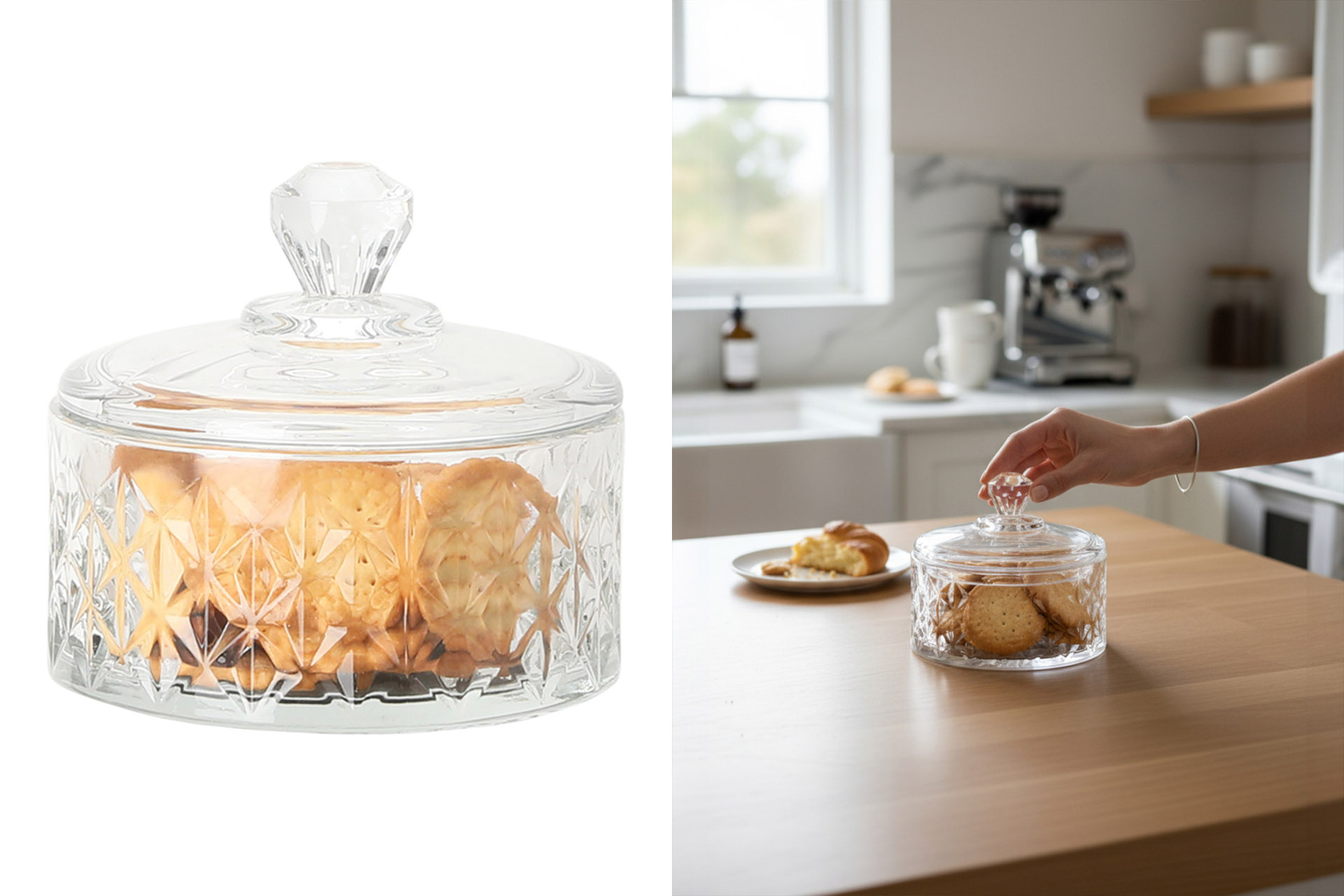 Dattelglas mit Deckel, 11x10,5x10,5cm