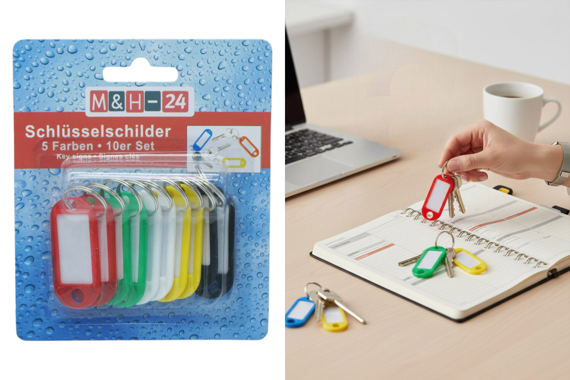 Schlüsselschilder 5 Farben sortiert, 10er