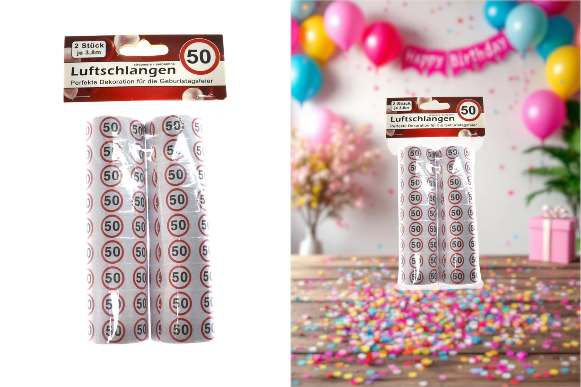 Jubiläums Sortiment Refill für Display Luftschlangen 2er "50"