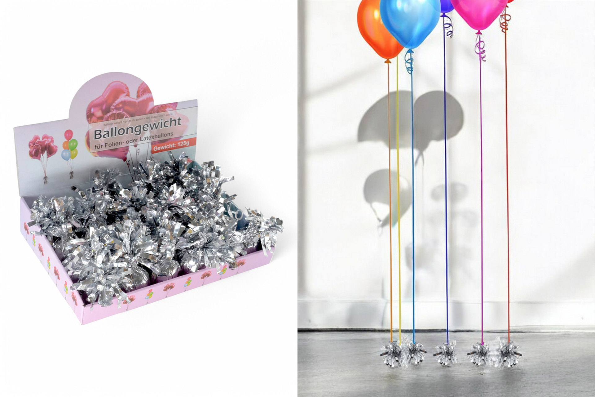 Ballongewicht 125g, silber, im Display